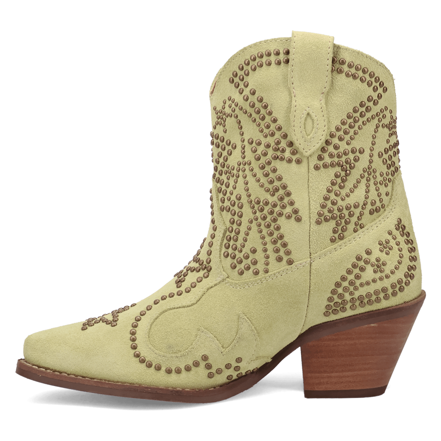 PRODUCT SHOT SEEIN' STARS SUEDE LEATHER BOOTIE AT 135 DEGREE OUTSIDE ANGLE