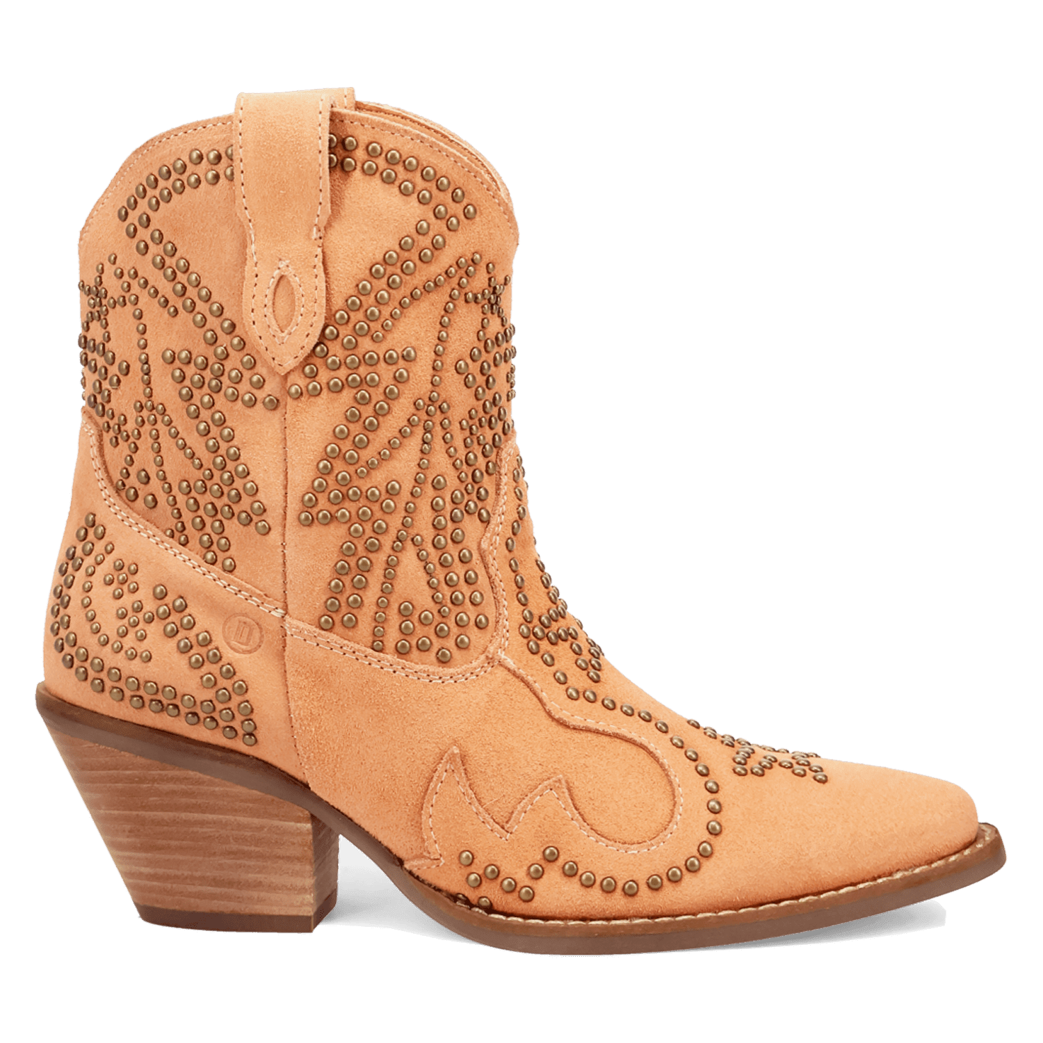 PRODUCT SHOT SEEIN' STARS SUEDE LEATHER BOOTIE AT 90 DEGREE INSIDE ANGLE