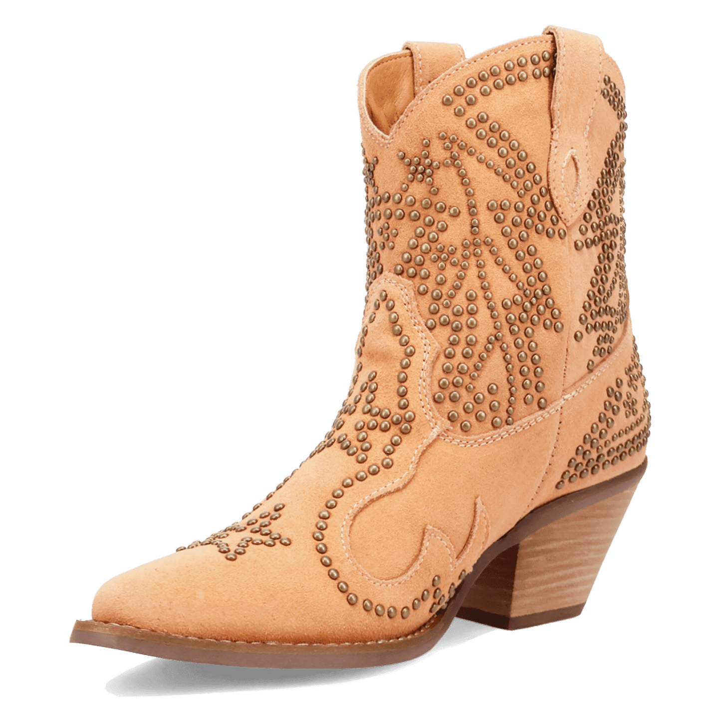 PRODUCT SHOT SEEIN' STARS SUEDE LEATHER BOOTIE AT 225 DEGREE ANGLE