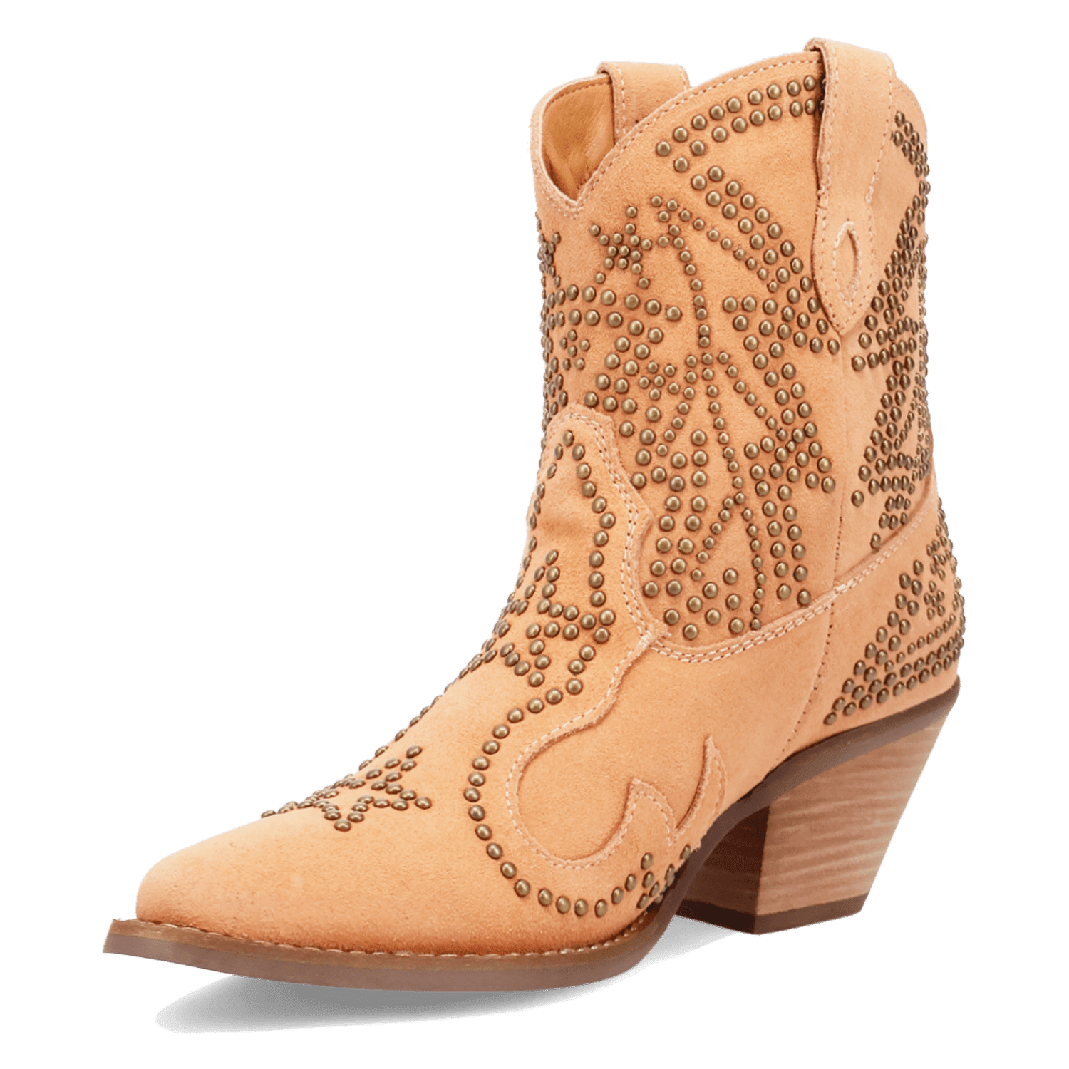 PRODUCT SHOT SEEIN' STARS SUEDE LEATHER BOOTIE AT 225 DEGREE ANGLE