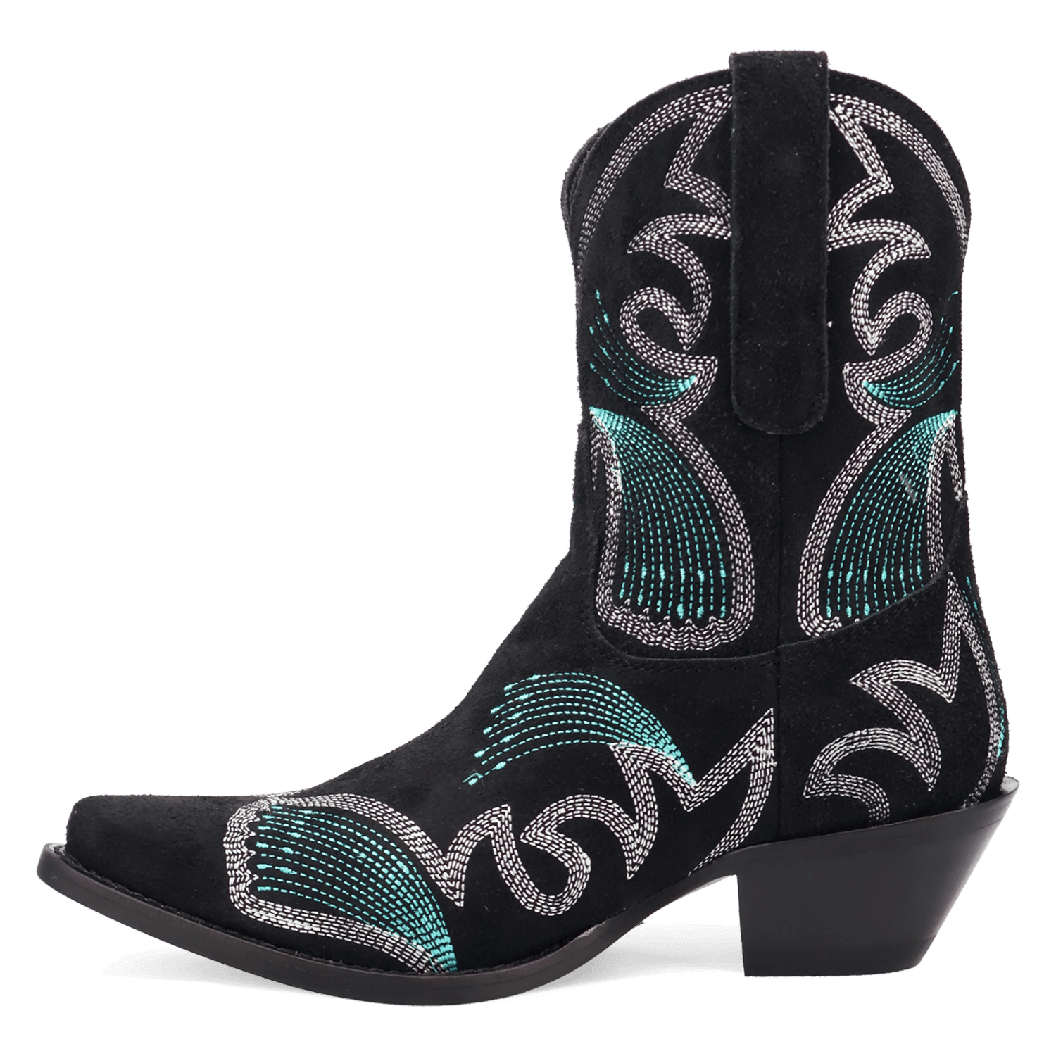 PRODUCT SHOT FLYIN' COLORS SUEDE LEATHER BOOTIE AT 135 DEGREE OUTSIDE ANGLE