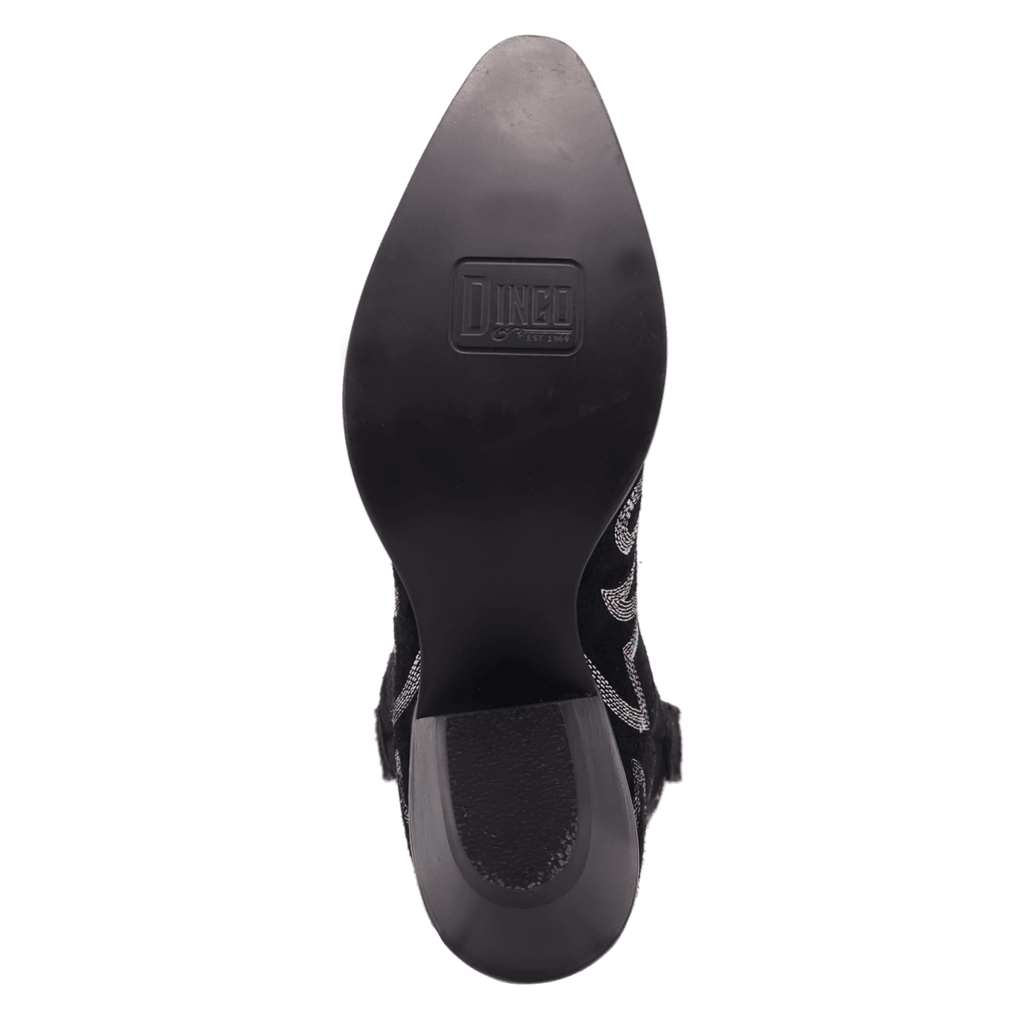 PRODUCT SHOT FLYIN' COLORS SUEDE LEATHER BOOTIE AT OUTSOLE ANGLE