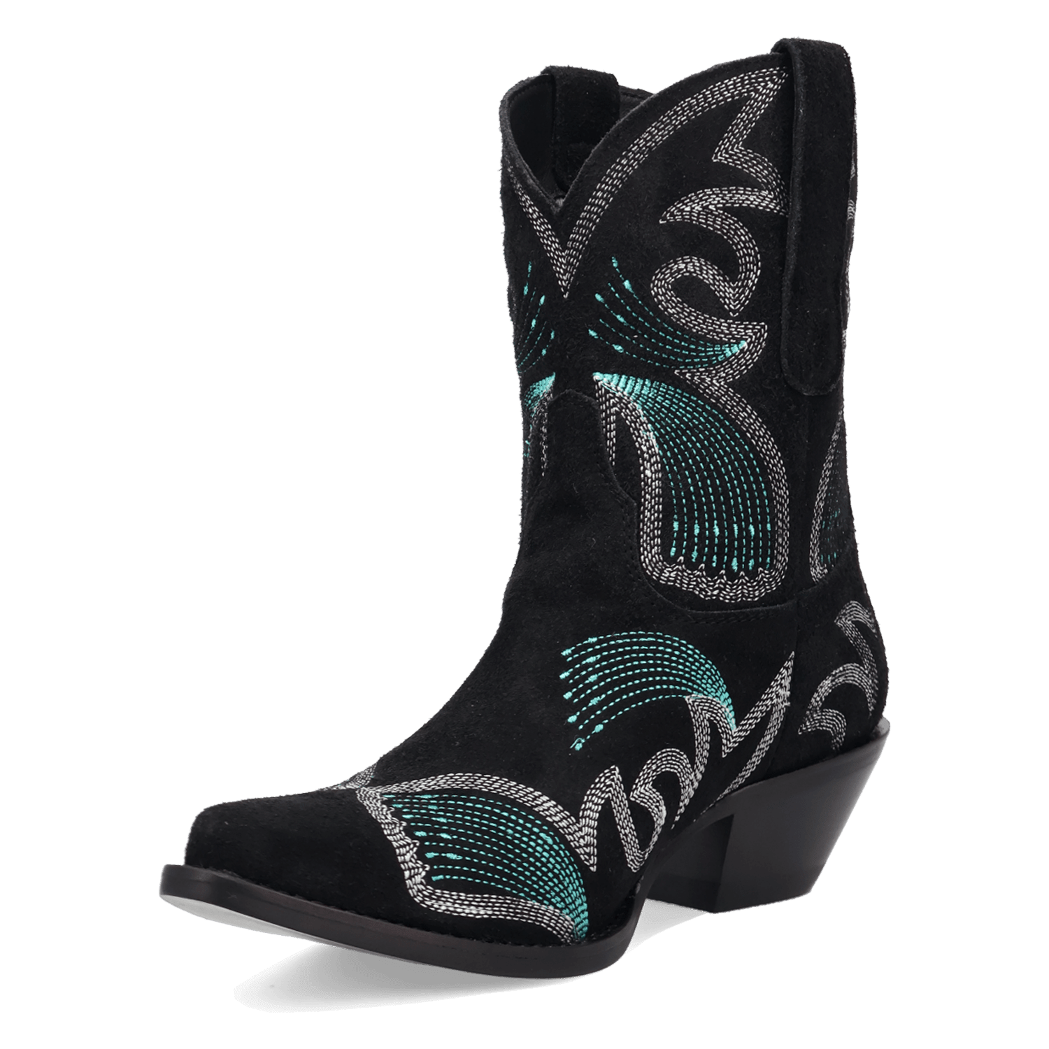 PRODUCT SHOT FLYIN' COLORS SUEDE LEATHER BOOTIE AT 225 DEGREE ANGLE