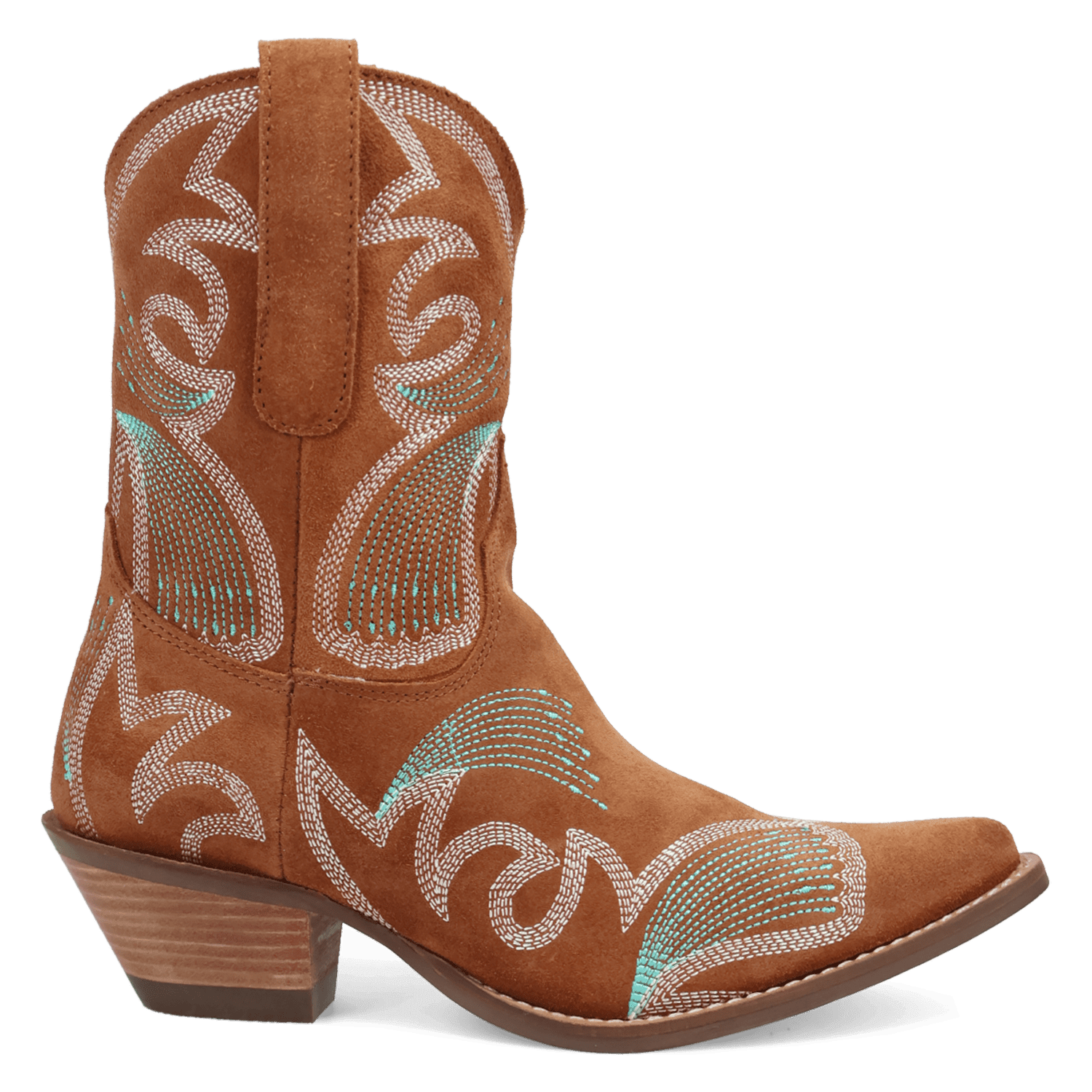 PRODUCT SHOT FLYIN' COLORS SUEDE LEATHER BOOTIE AT 90 DEGREE INSIDE ANGLE