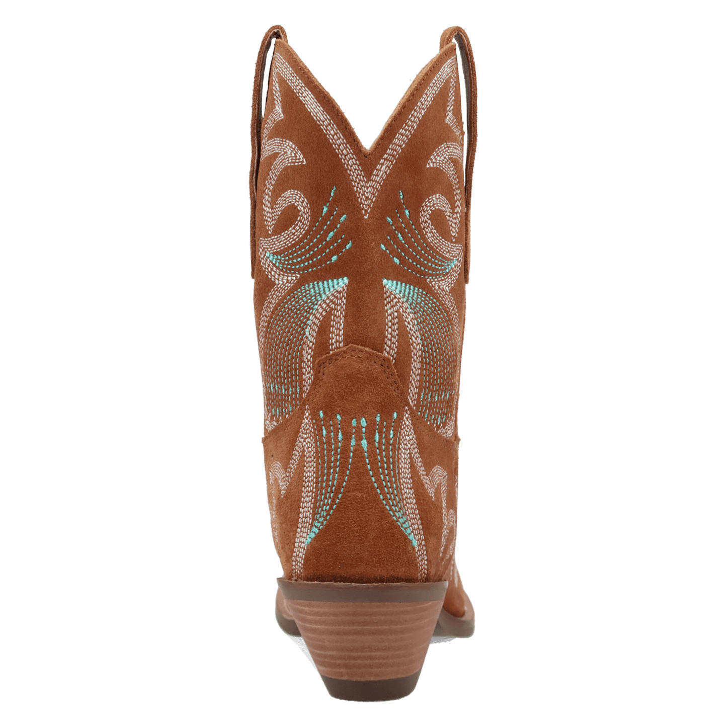 PRODUCT SHOT FLYIN' COLORS SUEDE LEATHER BOOTIE AT 180 DEGREE BACK ANGLE