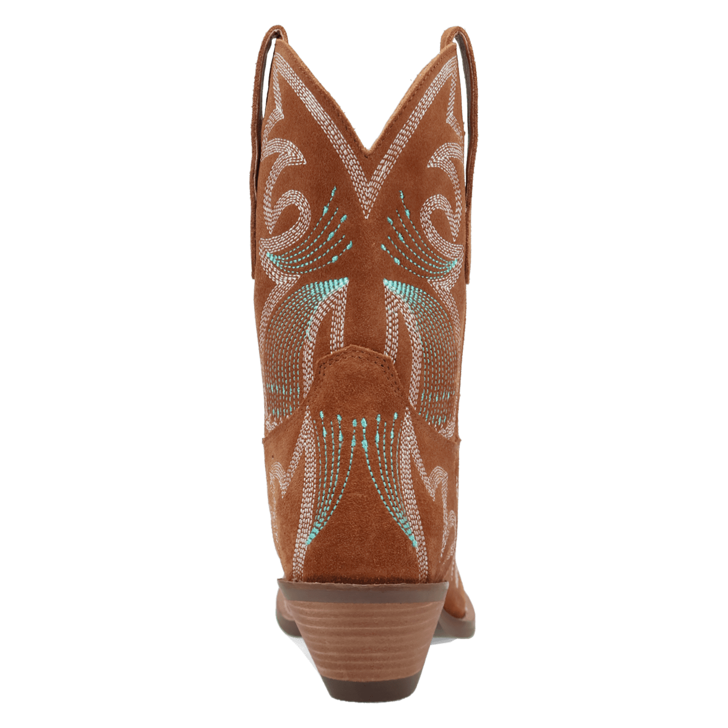 PRODUCT SHOT FLYIN' COLORS SUEDE LEATHER BOOTIE AT 180 DEGREE BACK ANGLE