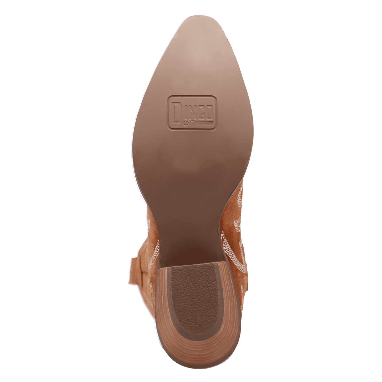 PRODUCT SHOT FLYIN' COLORS SUEDE LEATHER BOOTIE AT OUTSOLE ANGLE