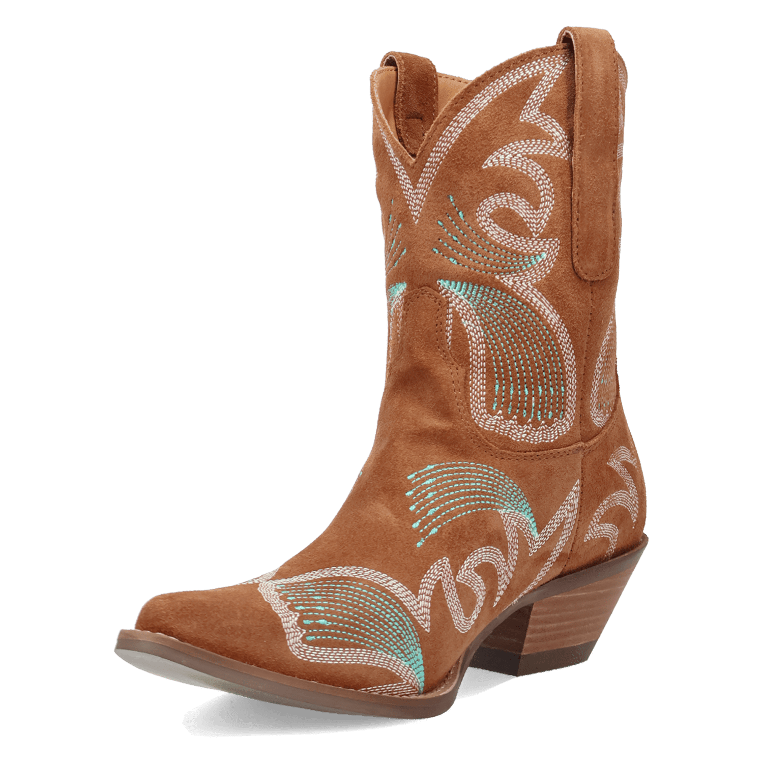 PRODUCT SHOT FLYIN' COLORS SUEDE LEATHER BOOTIE AT 225 DEGREE ANGLE