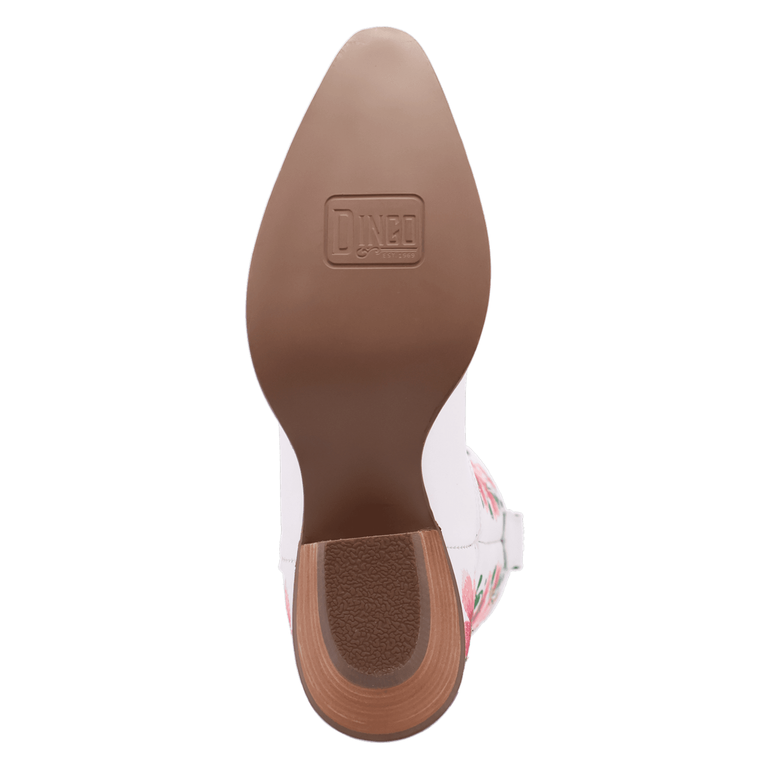 PRODUCT SHOT POSIE LEATHER BOOT AT OUTSOLE ANGLE