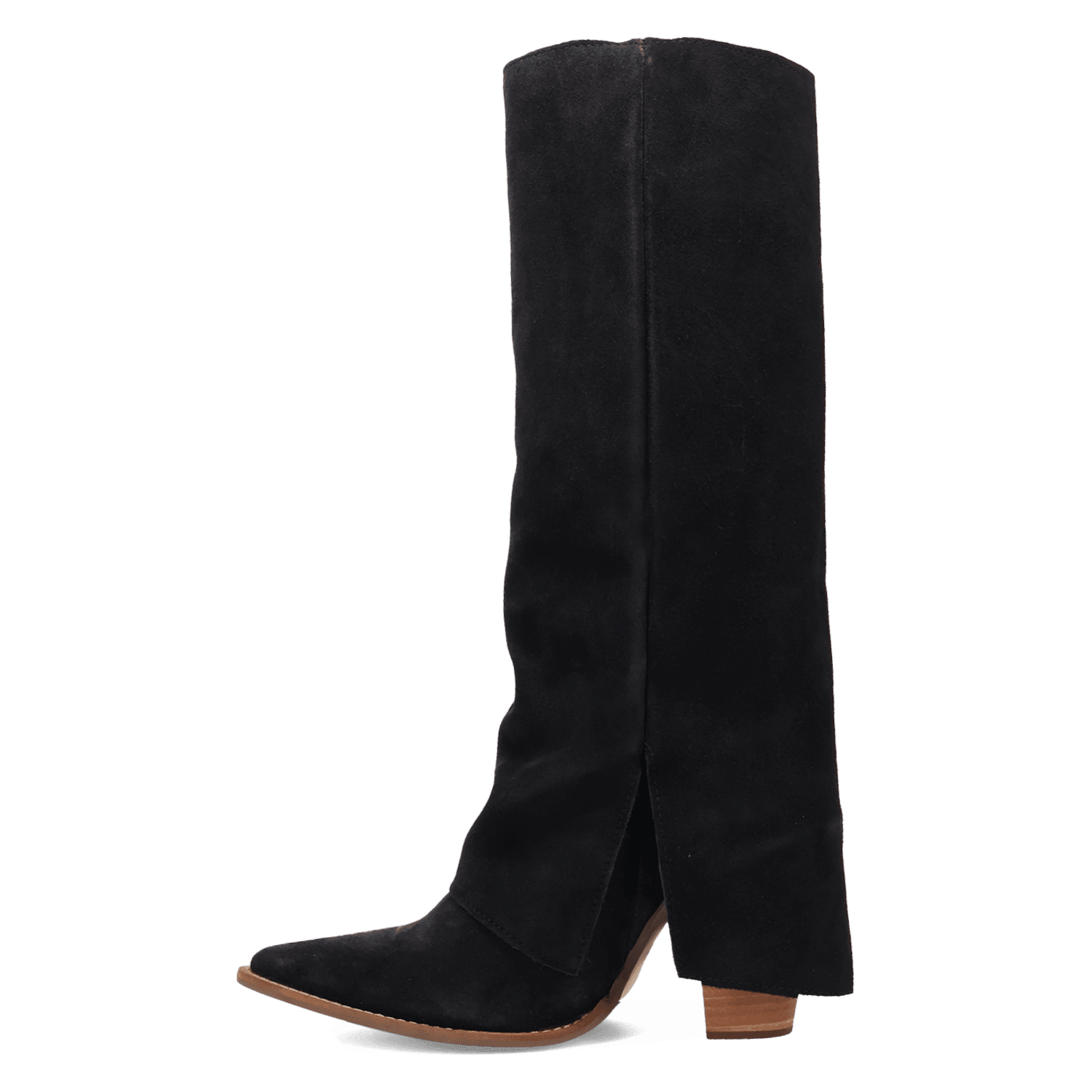 PRODUCT SHOT BUCKLE BUNNY SUEDE LEATHER BOOT AT 135 DEGREE OUTSIDE ANGLE