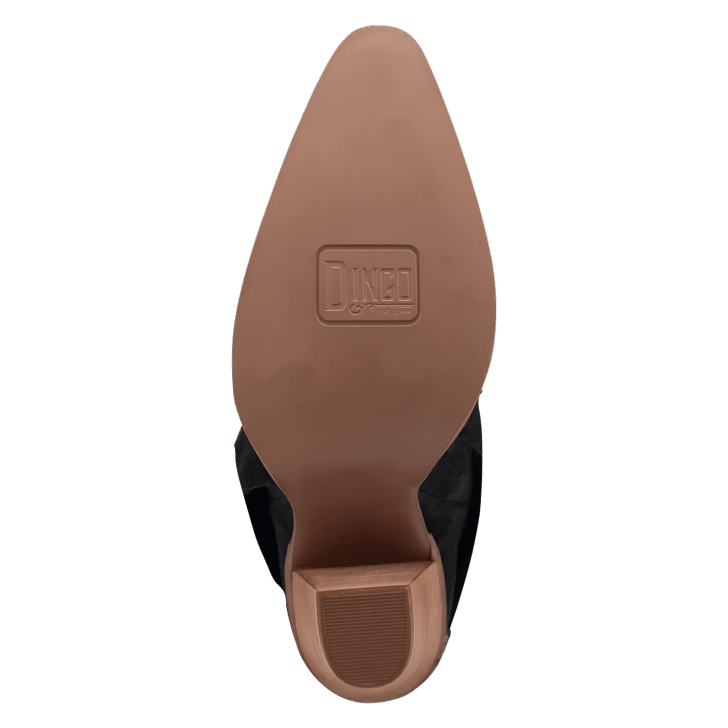 PRODUCT SHOT BUCKLE BUNNY SUEDE LEATHER BOOT AT OUTSOLE ANGLE