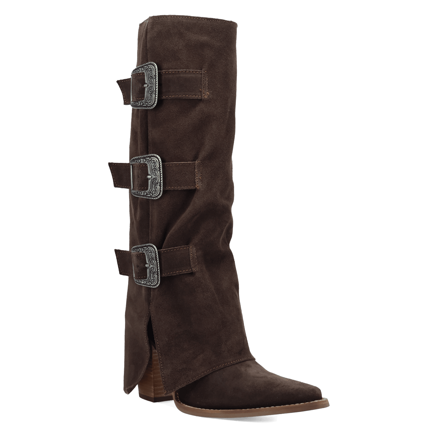 PRODUCT SHOT BUCKLE BUNNY SUEDE LEATHER BOOT AT 45 DEGREE ANGLE