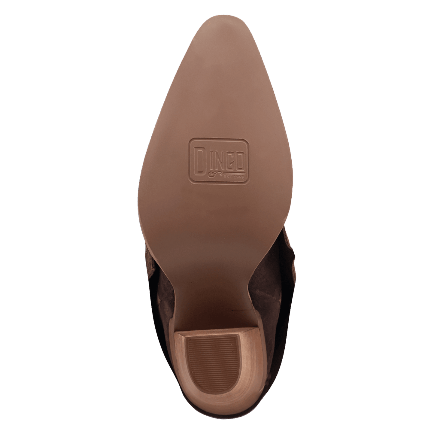 PRODUCT SHOT BUCKLE BUNNY SUEDE LEATHER BOOT AT OUTSOLE ANGLE