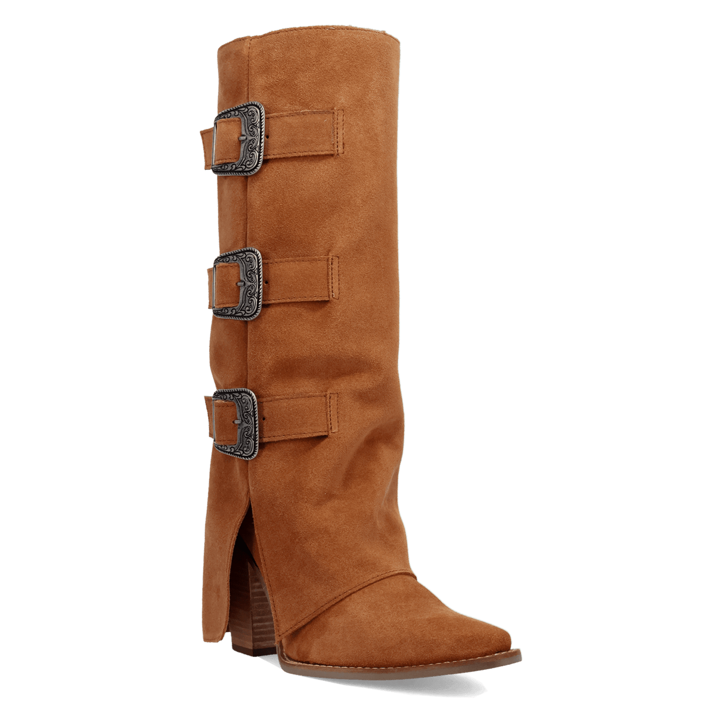 PRODUCT SHOT BUCKLE BUNNY SUEDE LEATHER BOOT AT 45 DEGREE ANGLE