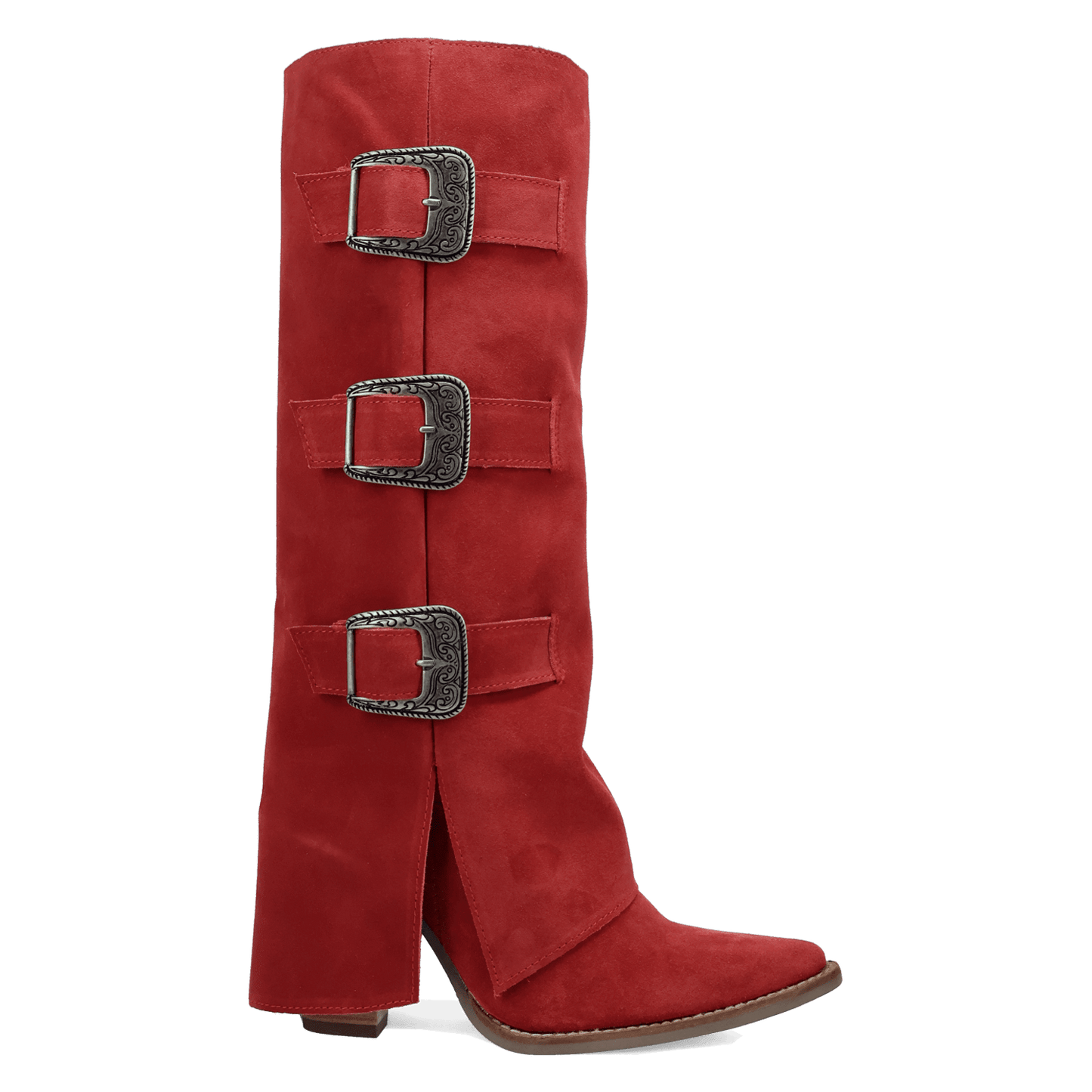 PRODUCT SHOT BUCKLE BUNNY SUEDE LEATHER BOOT AT 90 DEGREE INSIDE ANGLE