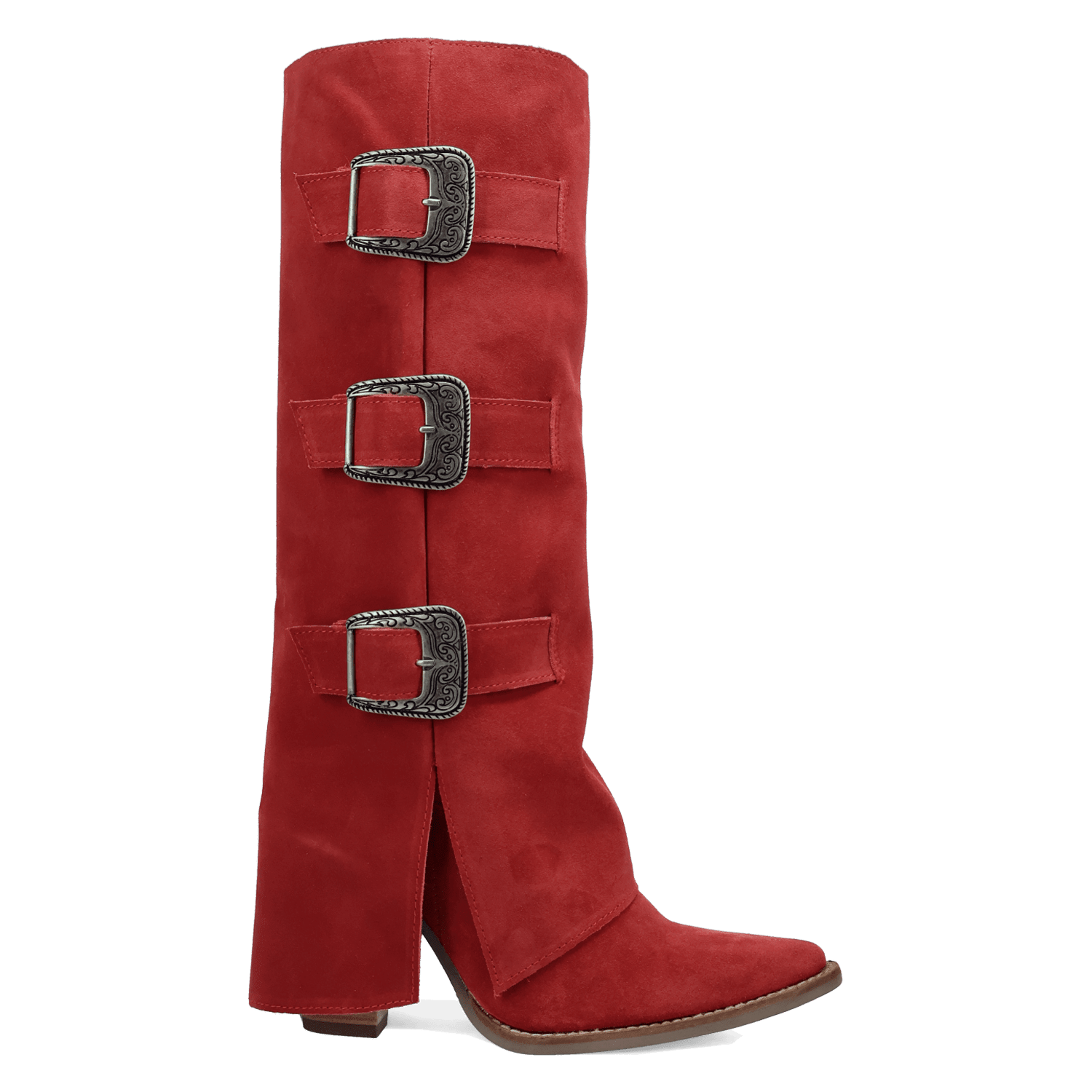 PRODUCT SHOT BUCKLE BUNNY SUEDE LEATHER BOOT AT 90 DEGREE INSIDE ANGLE