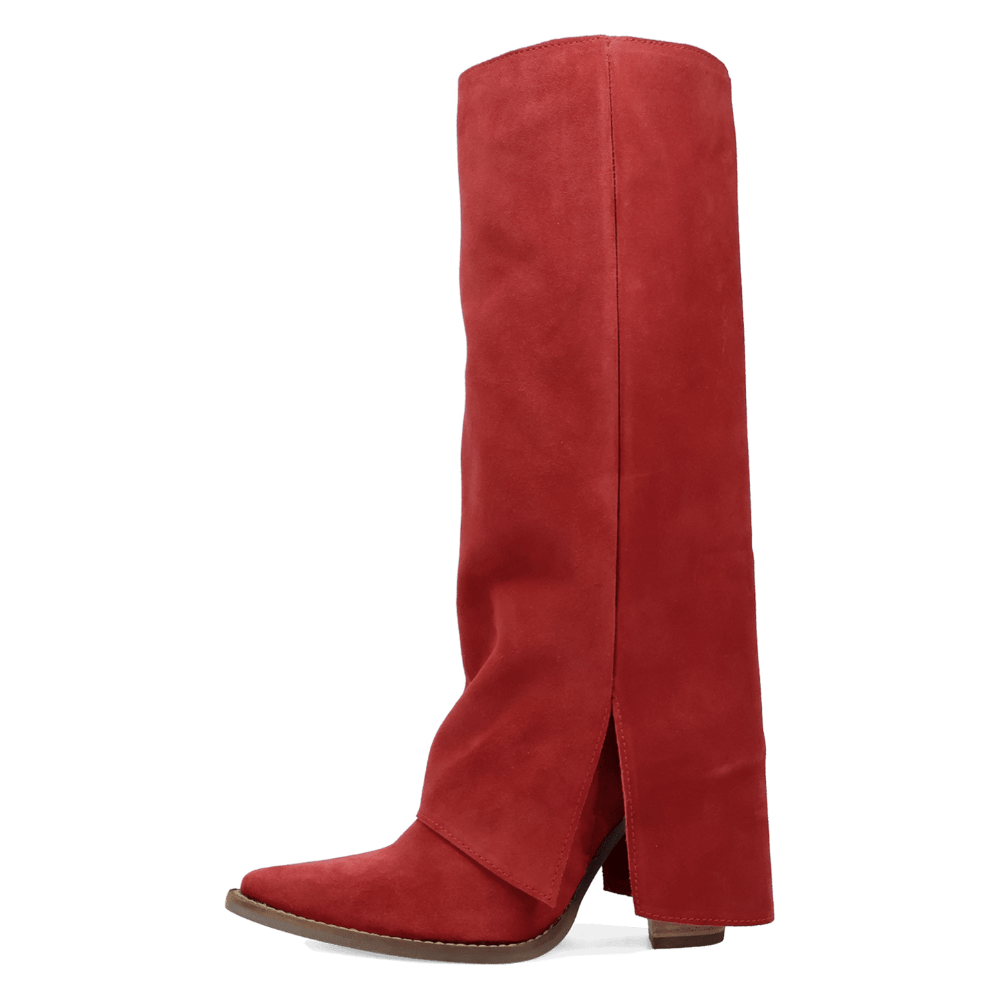 PRODUCT SHOT BUCKLE BUNNY SUEDE LEATHER BOOT AT 135 DEGREE OUTSIDE ANGLE