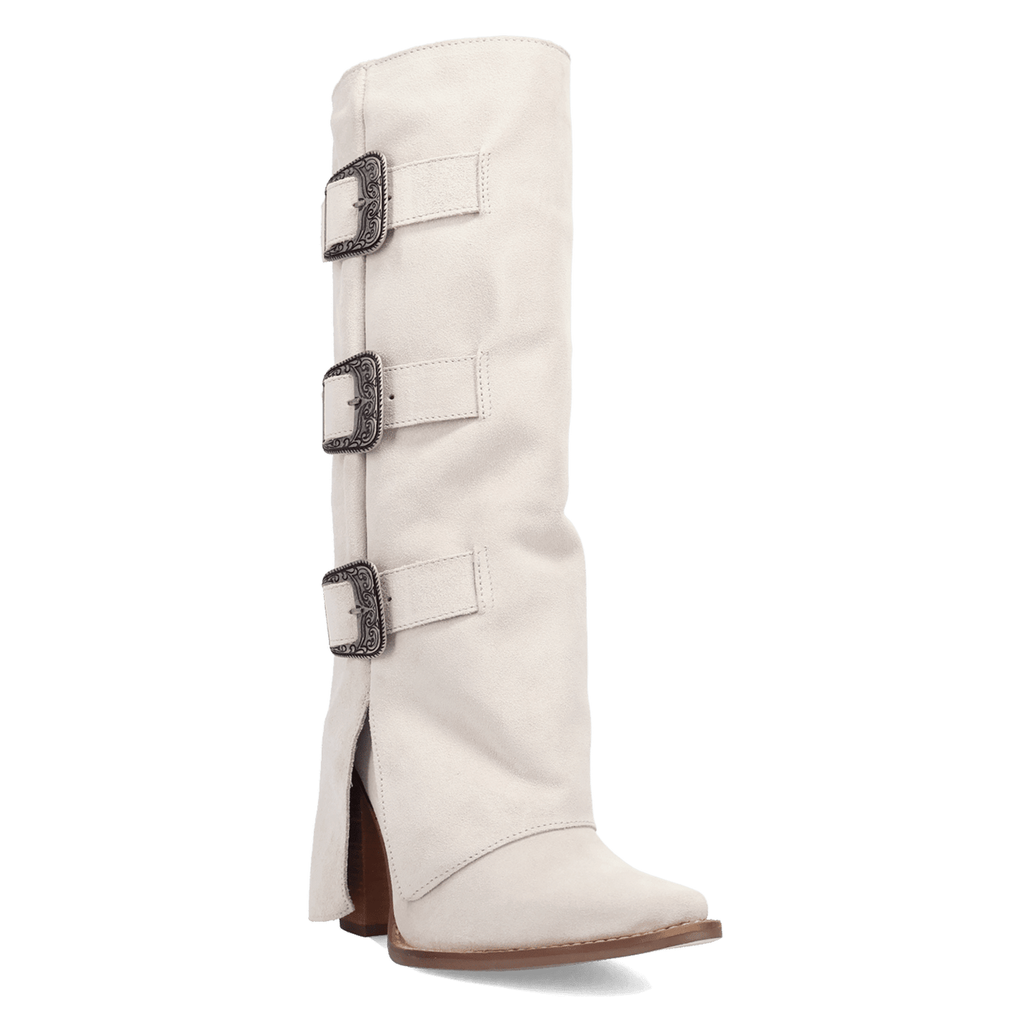 PRODUCT SHOT BUCKLE BUNNY SUEDE LEATHER BOOT AT 45 DEGREE ANGLE