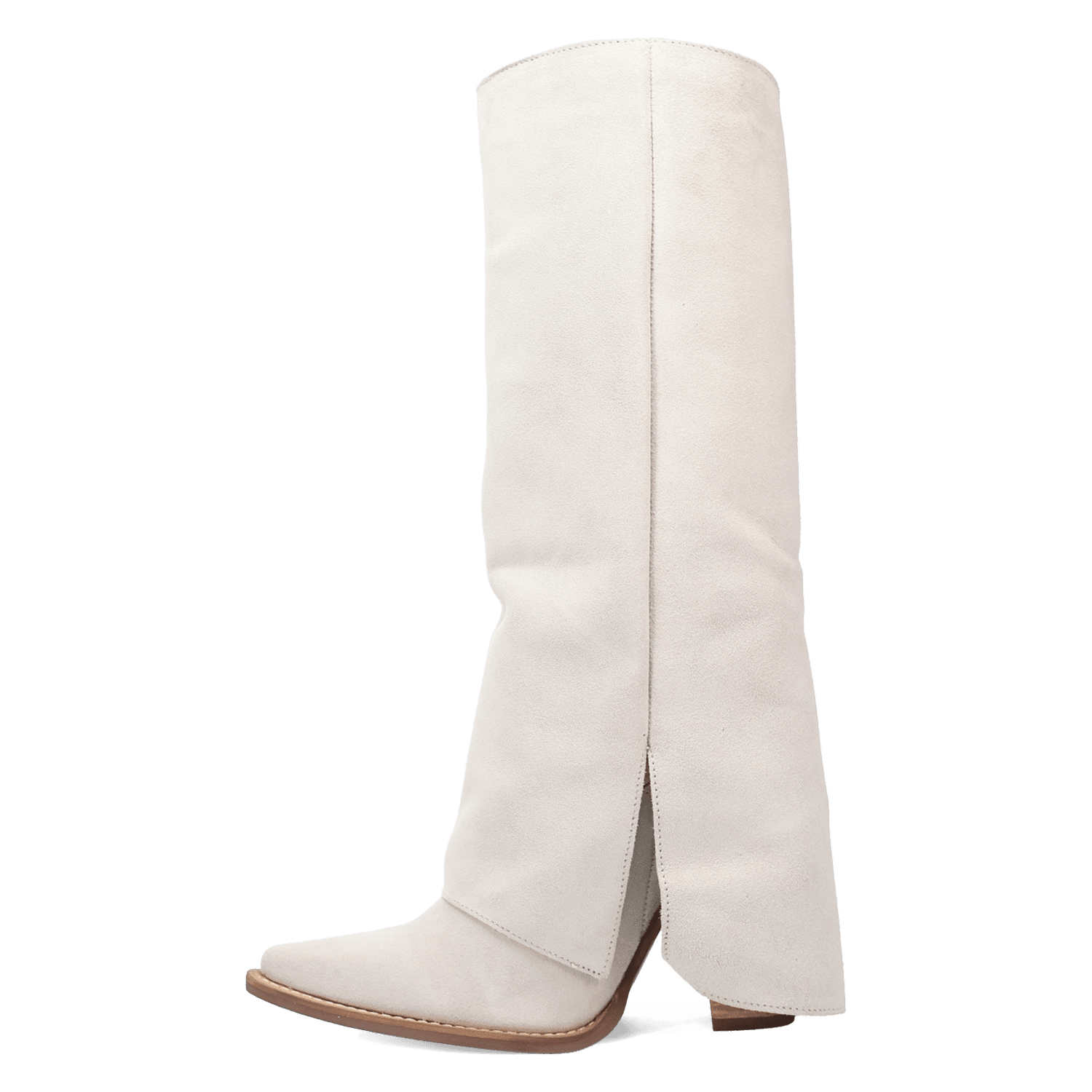 PRODUCT SHOT BUCKLE BUNNY SUEDE LEATHER BOOT AT 135 DEGREE OUTSIDE ANGLE