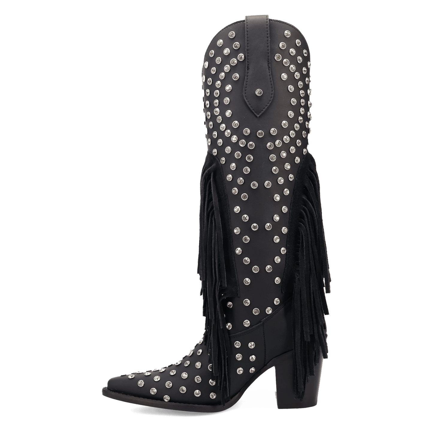 PRODUCT SHOT SHOW PONY LEATHER BOOT AT 135 DEGREE OUTSIDE ANGLE