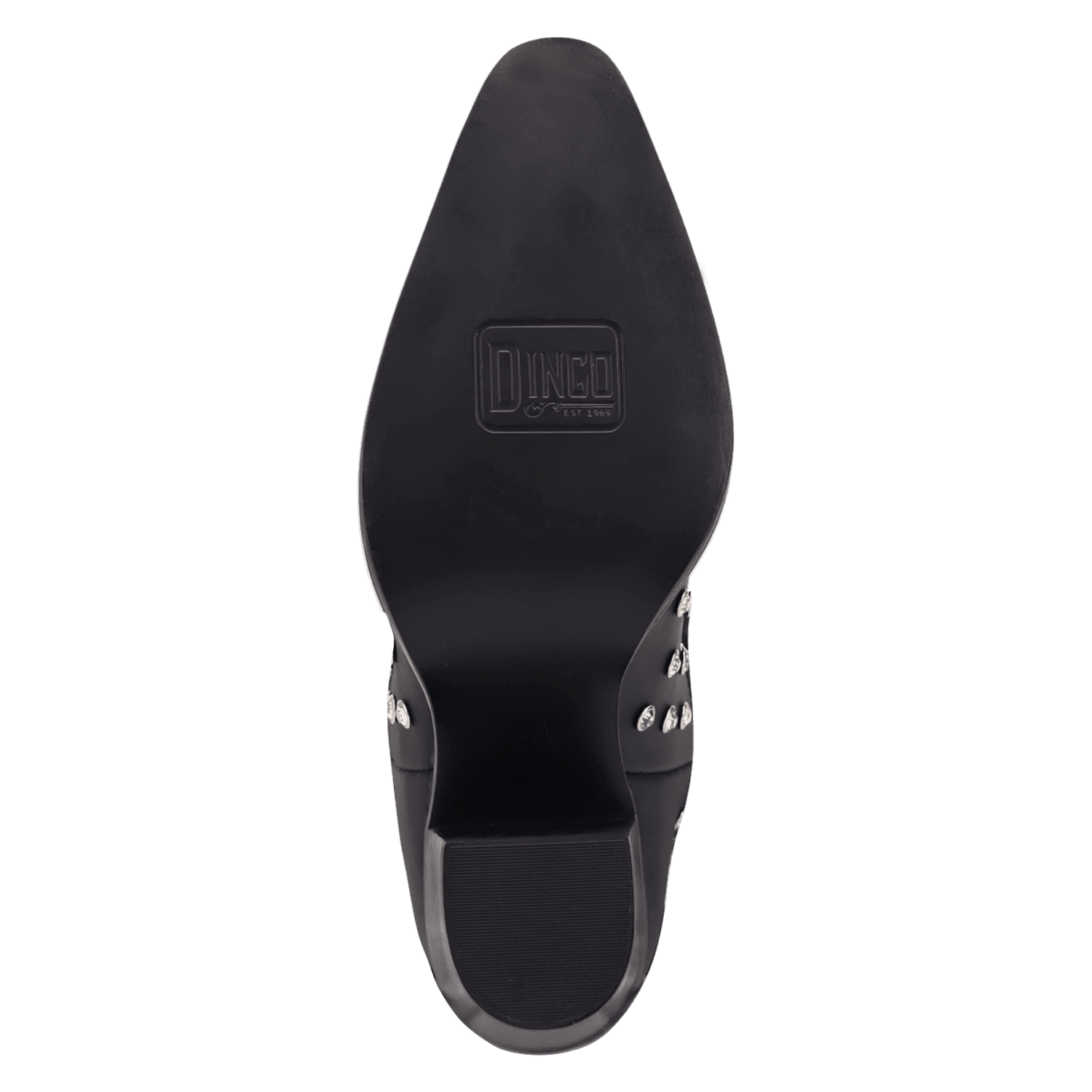 PRODUCT SHOT SHOW PONY LEATHER BOOT AT OUTSOLE ANGLE