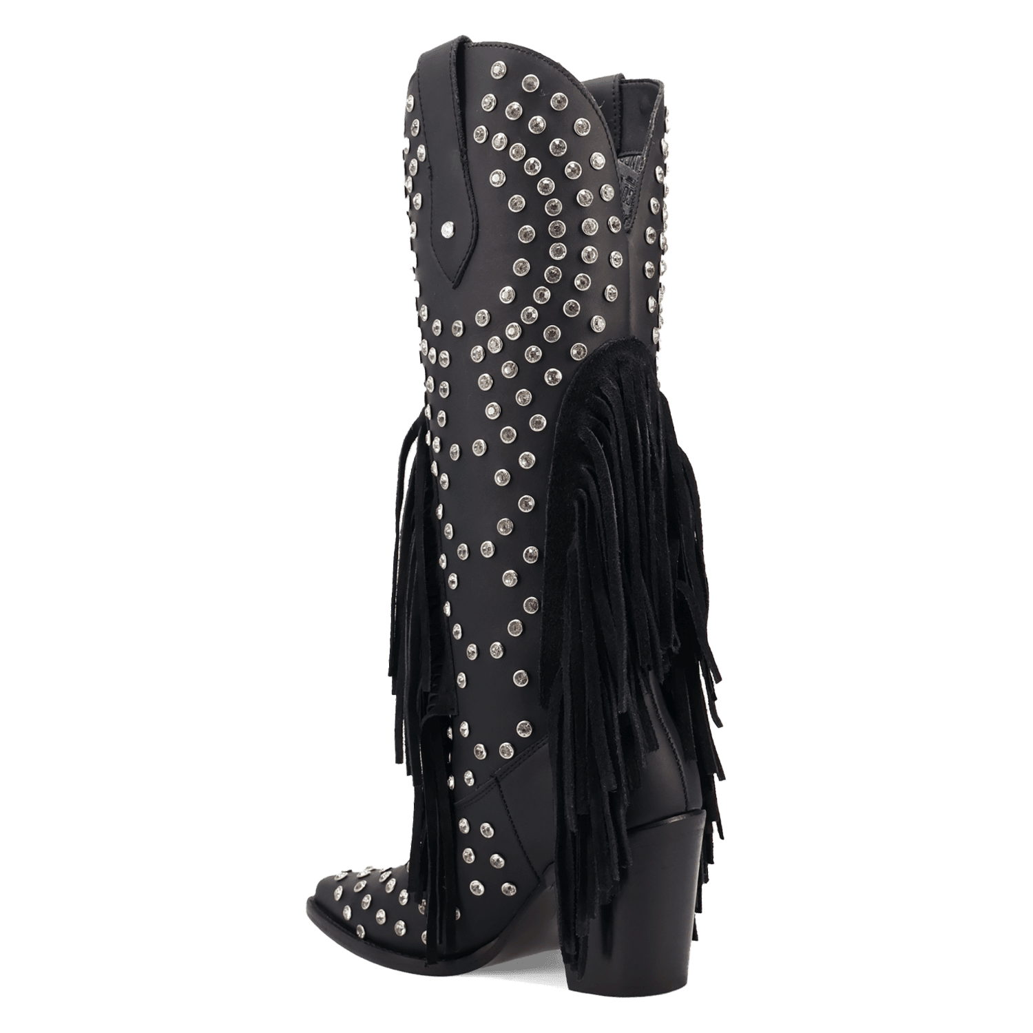 PRODUCT SHOT SHOW PONY LEATHER BOOT AT 270 DEGREE ANGLE