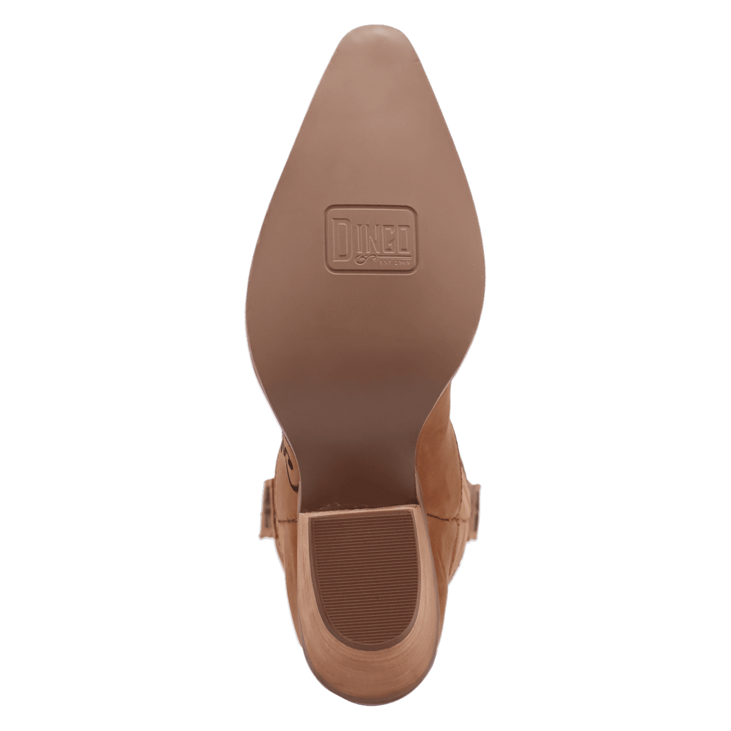 PRODUCT SHOT WESTERN SWING LEATHER BOOT AT OUTSOLE ANGLE