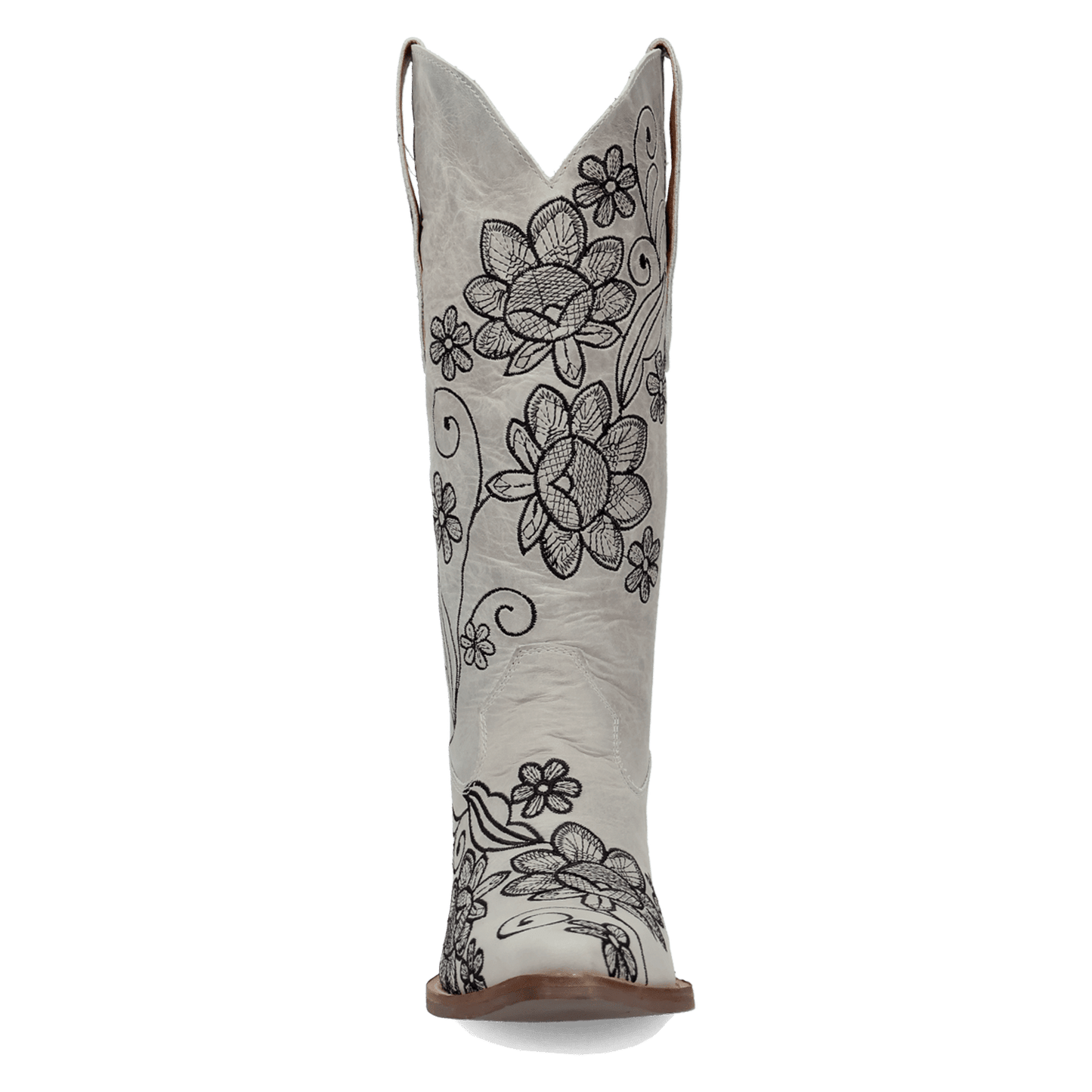 PRODUCT SHOT WESTERN SWING LEATHER BOOT AT FRONT ANGLE