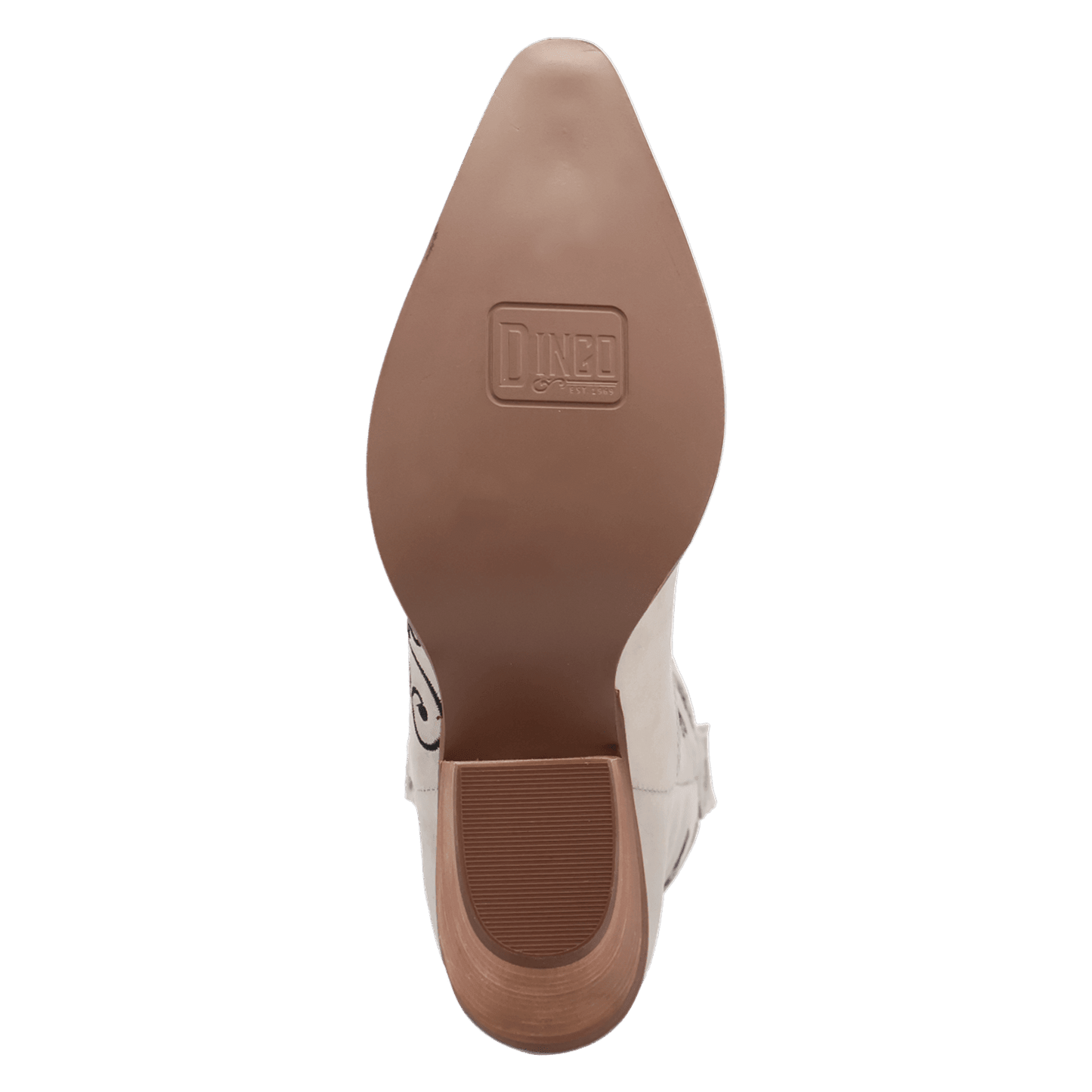 PRODUCT SHOT WESTERN SWING LEATHER BOOT AT OUTSOLE ANGLE