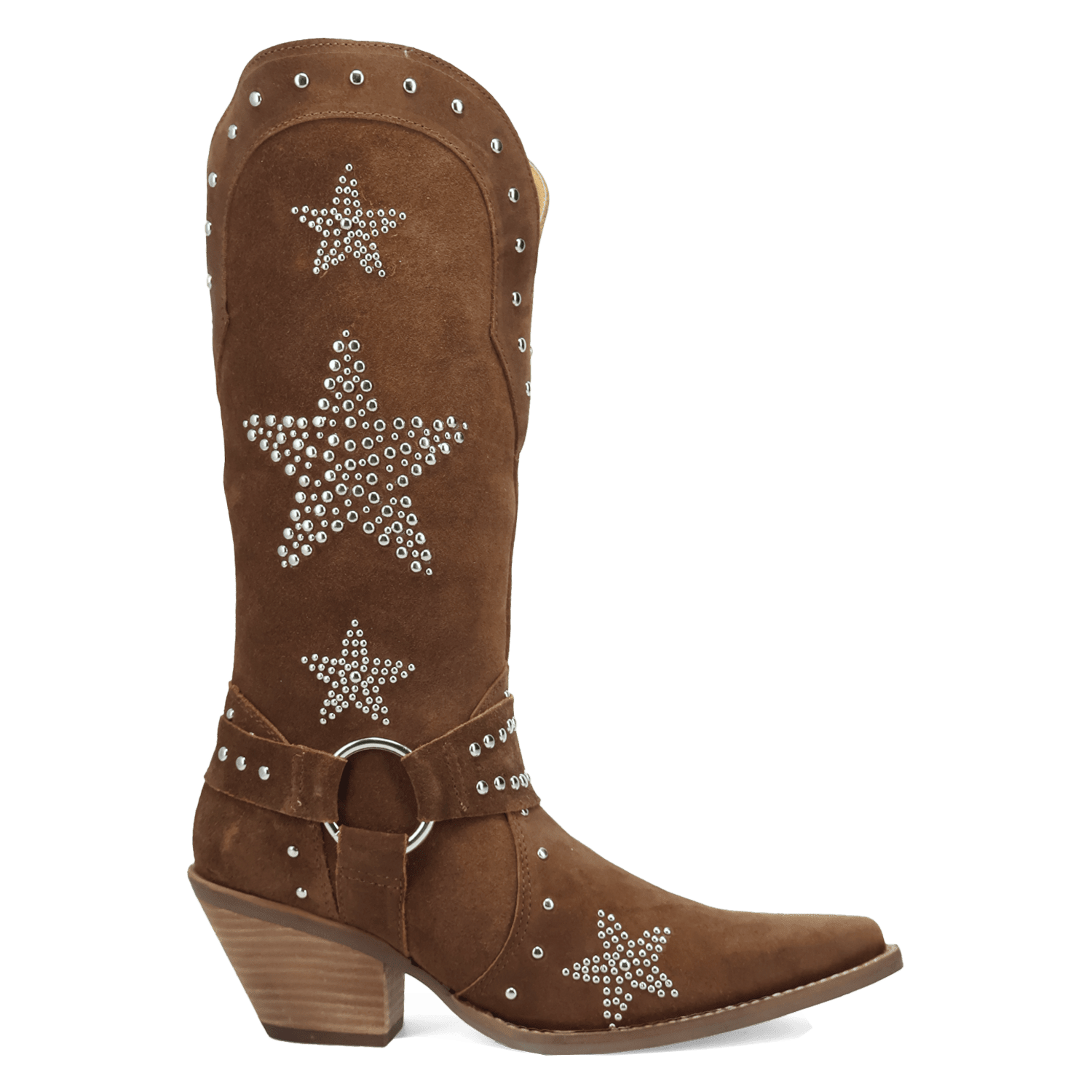 PRODUCT SHOT LUCKY STARS SUEDE LEATHER BOOT AT 90 DEGREE INSIDE ANGLE