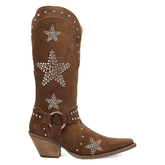 PRODUCT SHOT LUCKY STARS SUEDE LEATHER BOOT AT 90 DEGREE INSIDE ANGLE