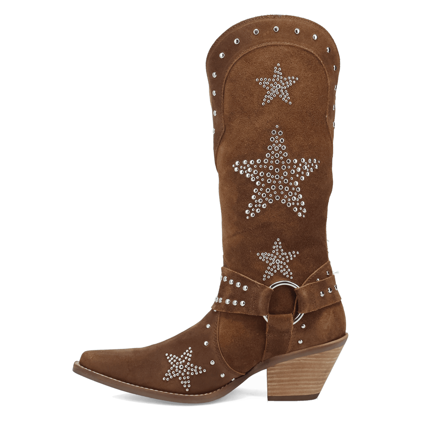 PRODUCT SHOT LUCKY STARS SUEDE LEATHER BOOT AT 135 DEGREE OUTSIDE ANGLE