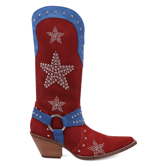 PRODUCT SHOT LUCKY STARS SUEDE LEATHER BOOT AT 90 DEGREE INSIDE ANGLE