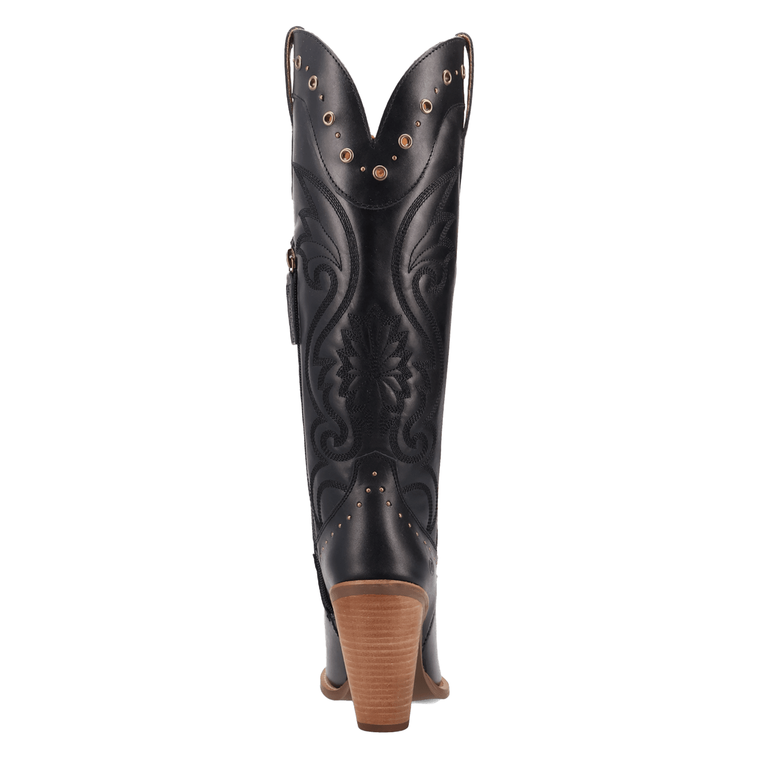 PRODUCT SHOT ROCK N' REBEL LEATHER BOOT AT 180 DEGREE BACK ANGLE