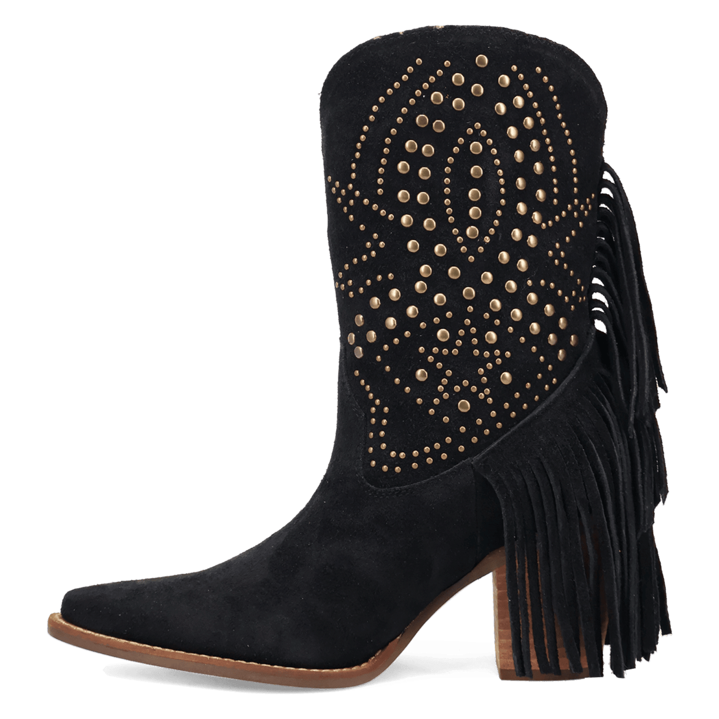 PRODUCT SHOT STAR POWER SUEDE LEATHER BOOTIE AT 135 DEGREE OUTSIDE ANGLE