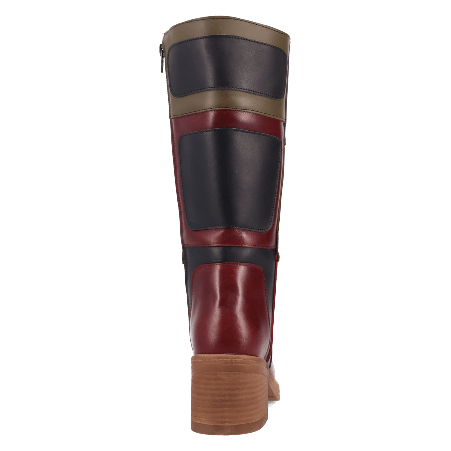 PRODUCT SHOT PATCHES LEATHER BOOT AT 180 DEGREE BACK ANGLE