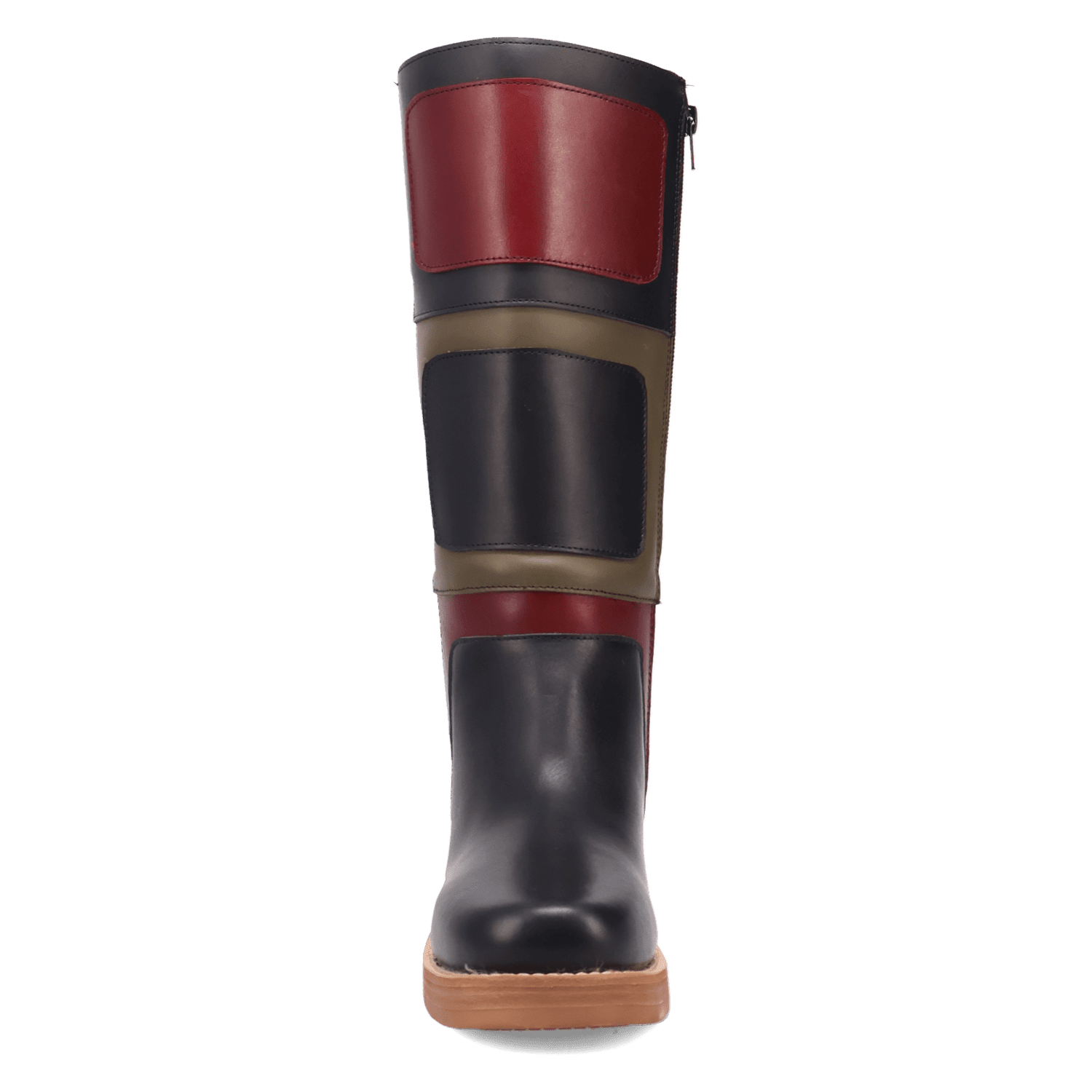 PRODUCT SHOT PATCHES LEATHER BOOT AT FRONT ANGLE