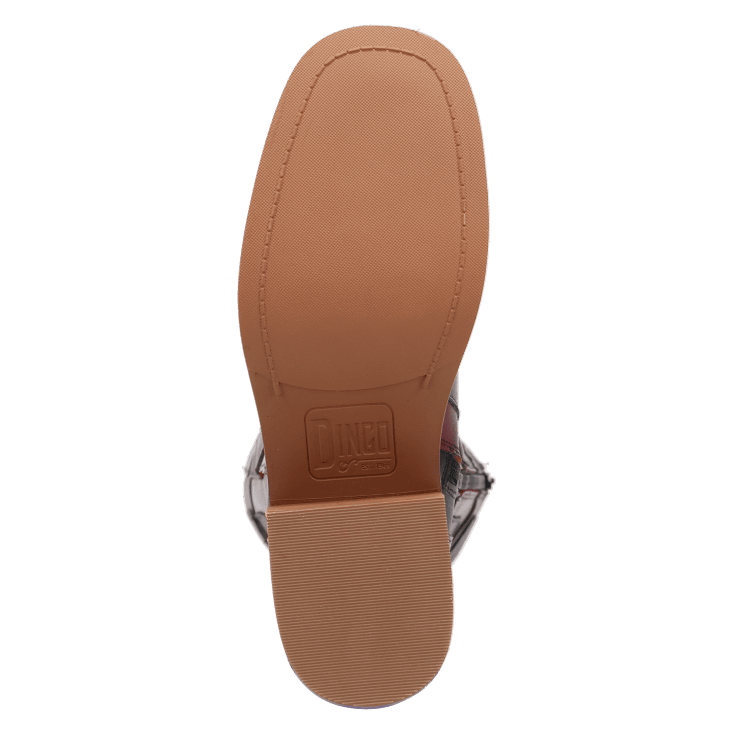 PRODUCT SHOT PATCHES LEATHER BOOT AT OUTSOLE ANGLE
