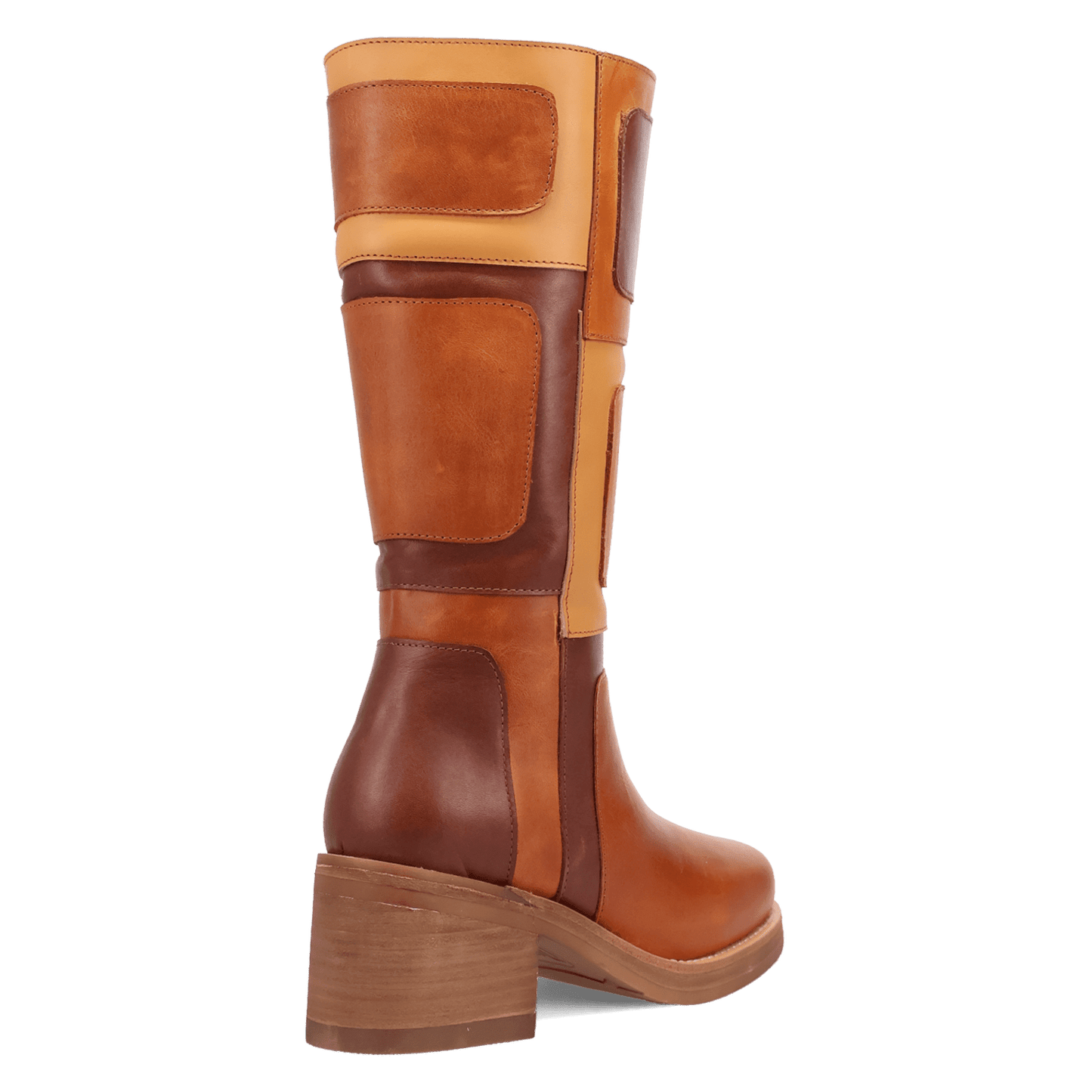 PRODUCT SHOT PATCHES LEATHER BOOT AT 315 DEGREE ANGLE