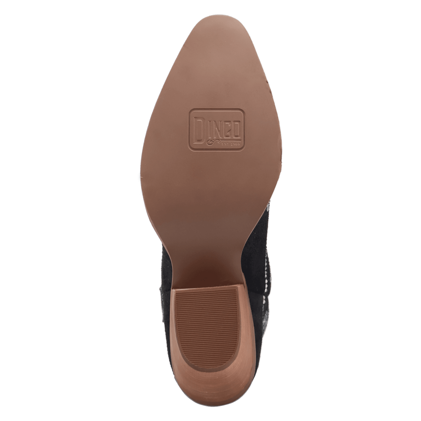 PRODUCT SHOT TINY PONY SUEDE LEATHER BOOTIE AT OUTSOLE ANGLE