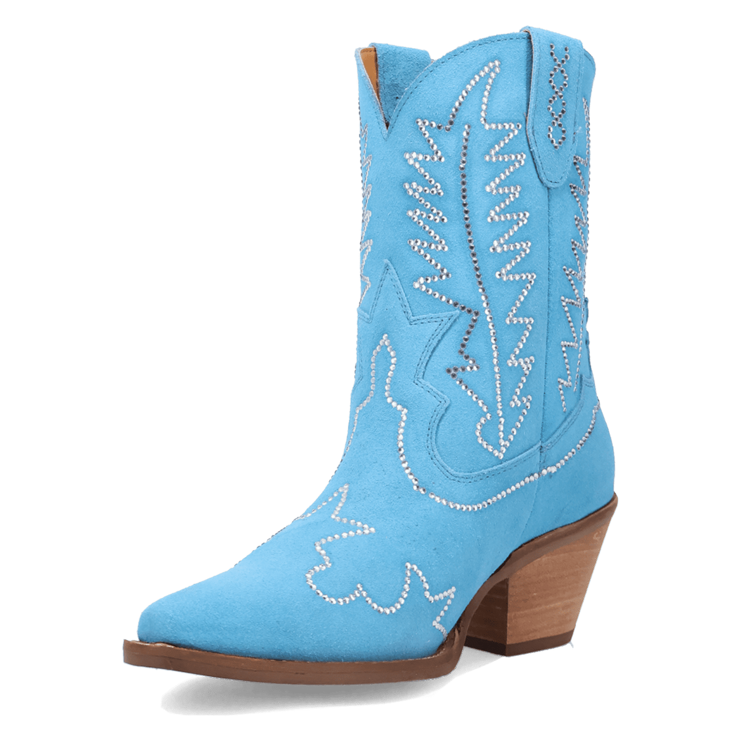 PRODUCT SHOT TINY PONY SUEDE LEATHER BOOTIE AT 225 DEGREE ANGLE