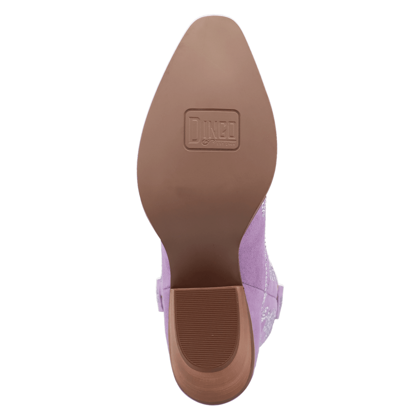 PRODUCT SHOT TINY PONY SUEDE LEATHER BOOTIE AT OUTSOLE ANGLE