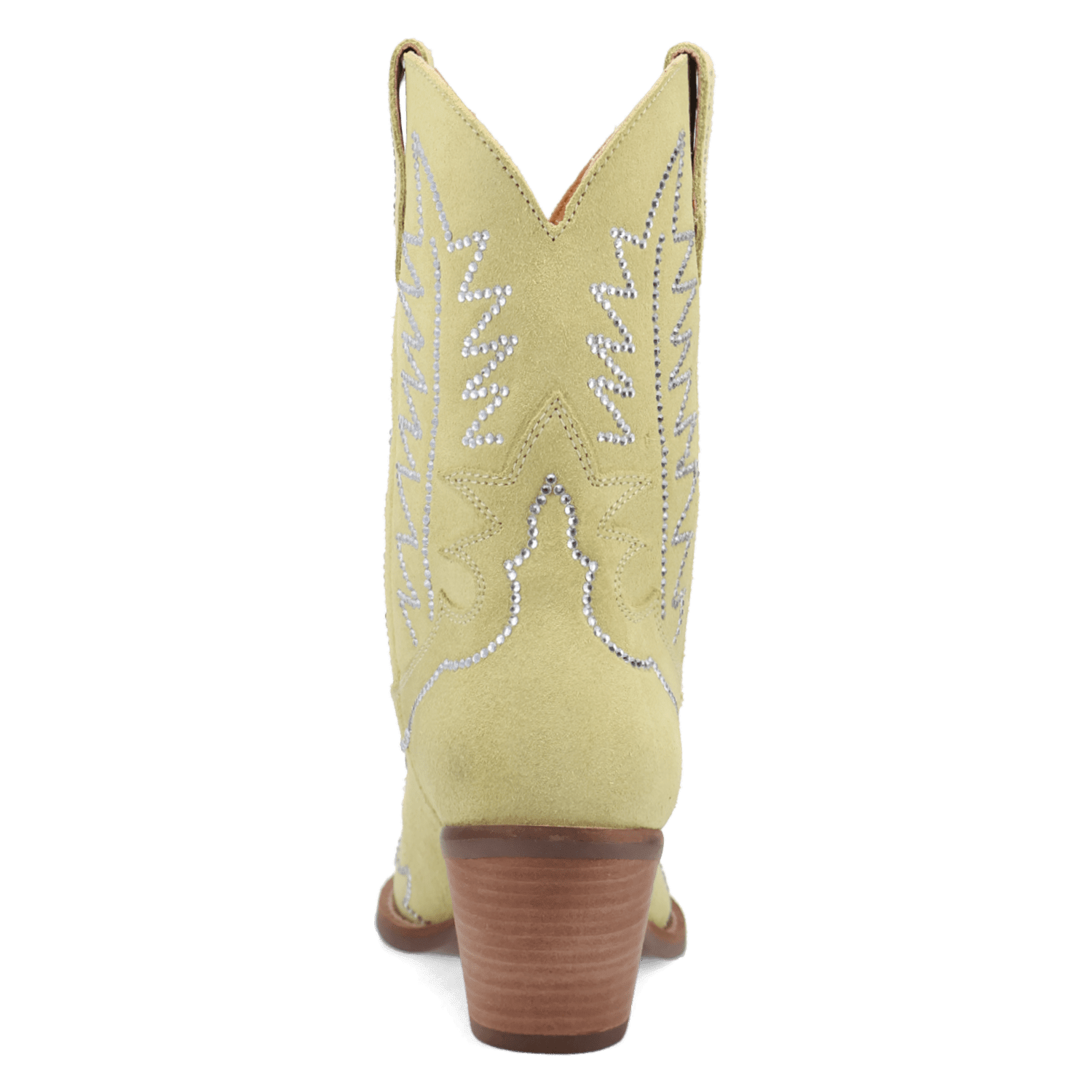 PRODUCT SHOT TINY PONY SUEDE LEATHER BOOTIE AT 180 DEGREE BACK ANGLE