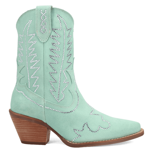 PRODUCT SHOT TINY PONY SUEDE LEATHER BOOTIE AT 90 DEGREE INSIDE ANGLE