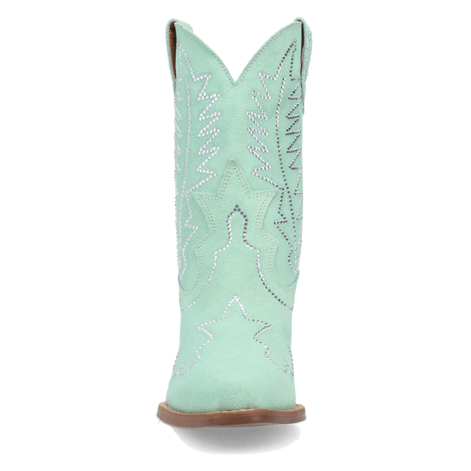 PRODUCT SHOT TINY PONY SUEDE LEATHER BOOTIE AT FRONT ANGLE