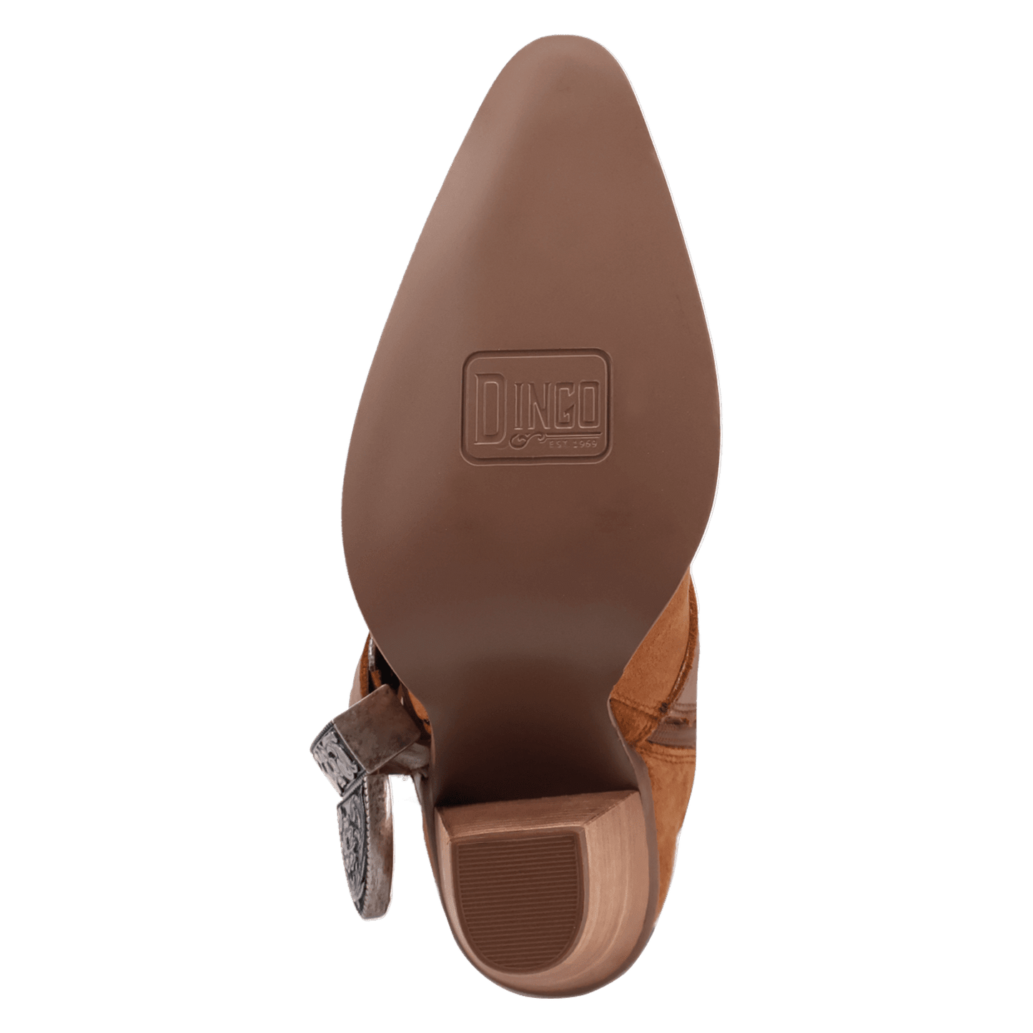 PRODUCT SHOT YEEHOTTIE SUEDE LEATHER BOOT AT OUTSOLE ANGLE