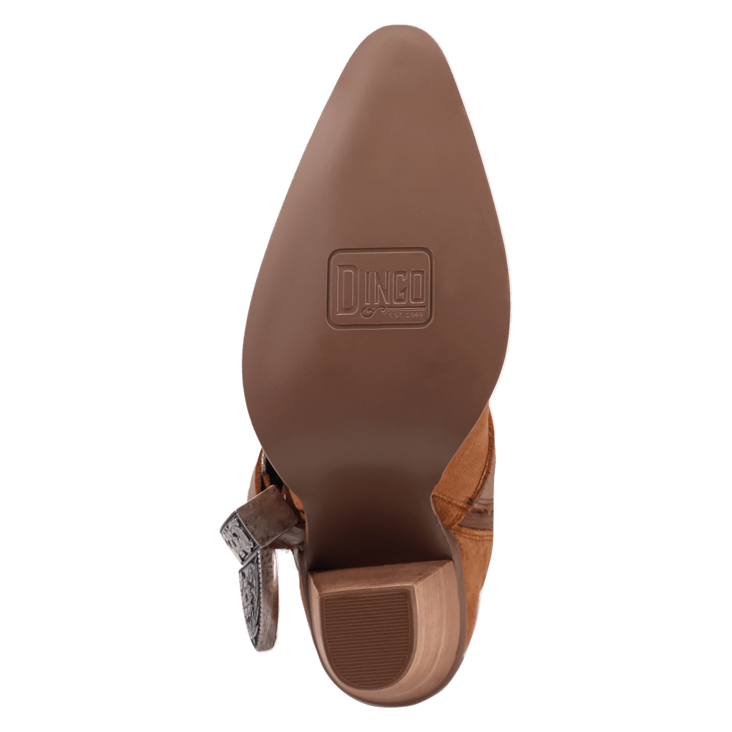 PRODUCT SHOT YEEHOTTIE SUEDE LEATHER BOOT AT OUTSOLE ANGLE