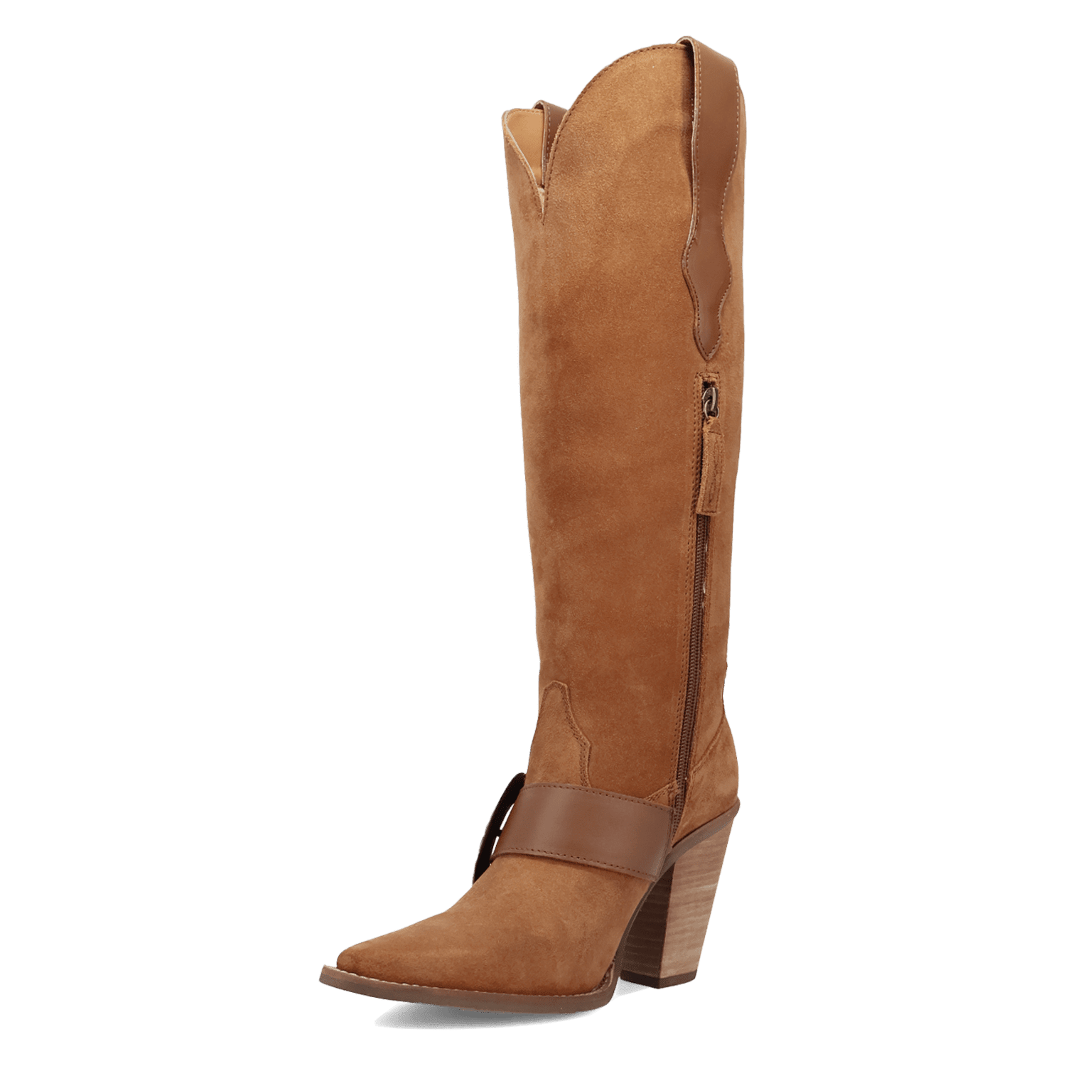 PRODUCT SHOT YEEHOTTIE SUEDE LEATHER BOOT AT 225 DEGREE ANGLE