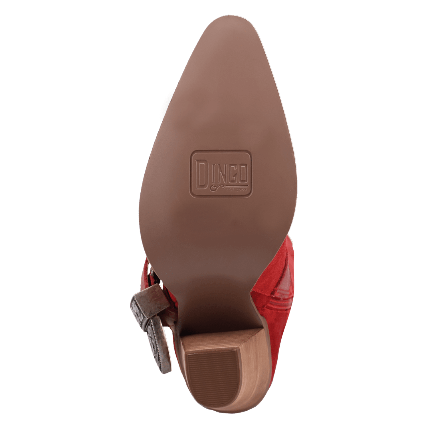 PRODUCT SHOT YEEHOTTIE SUEDE LEATHER BOOT AT OUTSOLE ANGLE