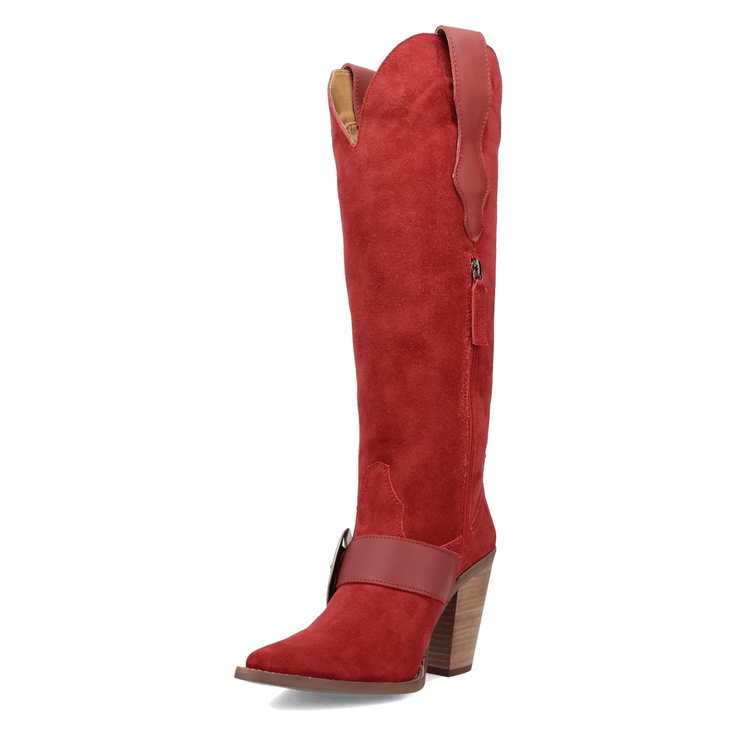 PRODUCT SHOT YEEHOTTIE SUEDE LEATHER BOOT AT 225 DEGREE ANGLE